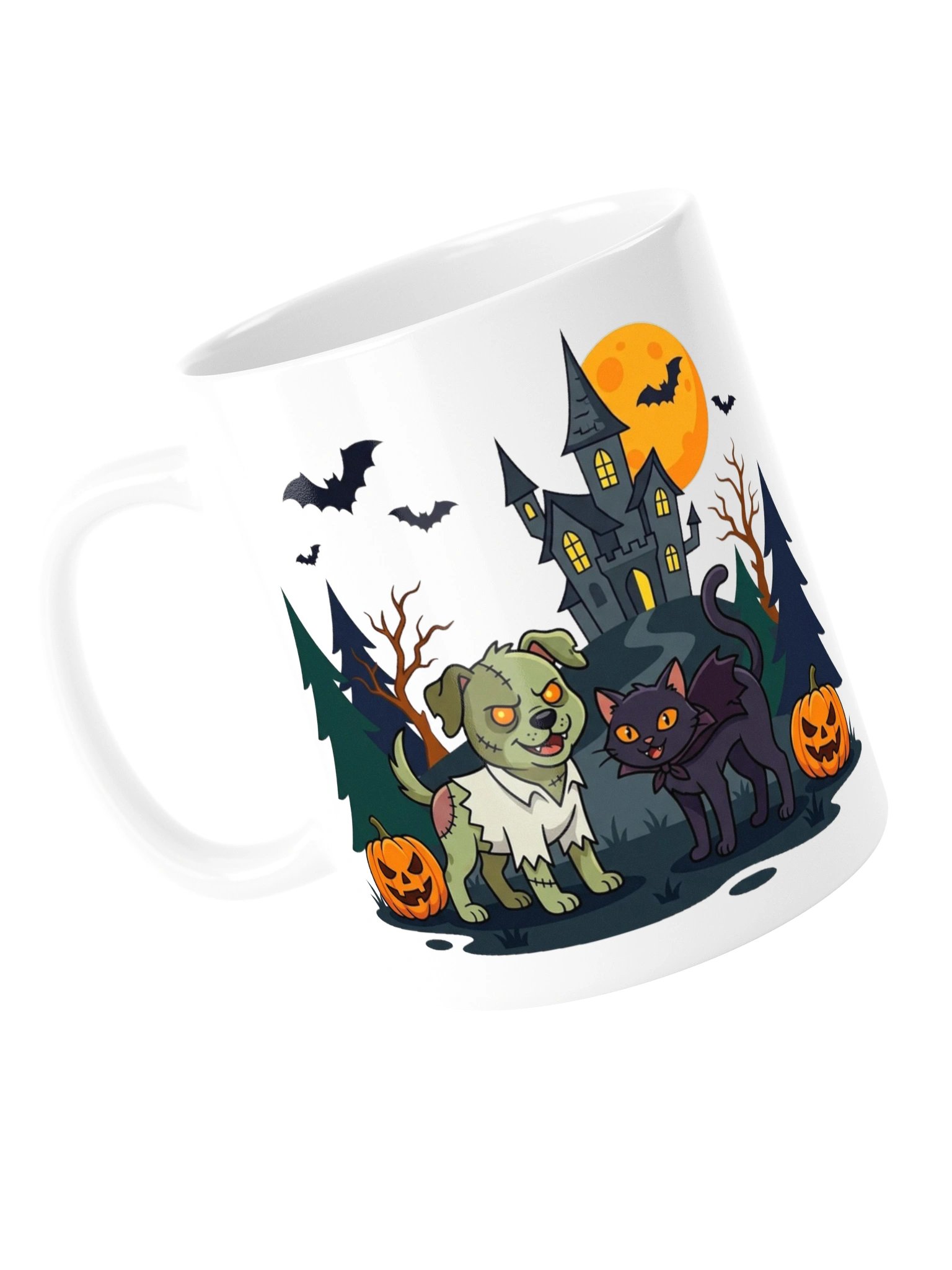 Spooky Squad Halloween Mug – Zombie Dog & Vampire Cat Trick or Treat Coffee Mug, Funny Pet Lover Halloween Gift Cup product image (13)