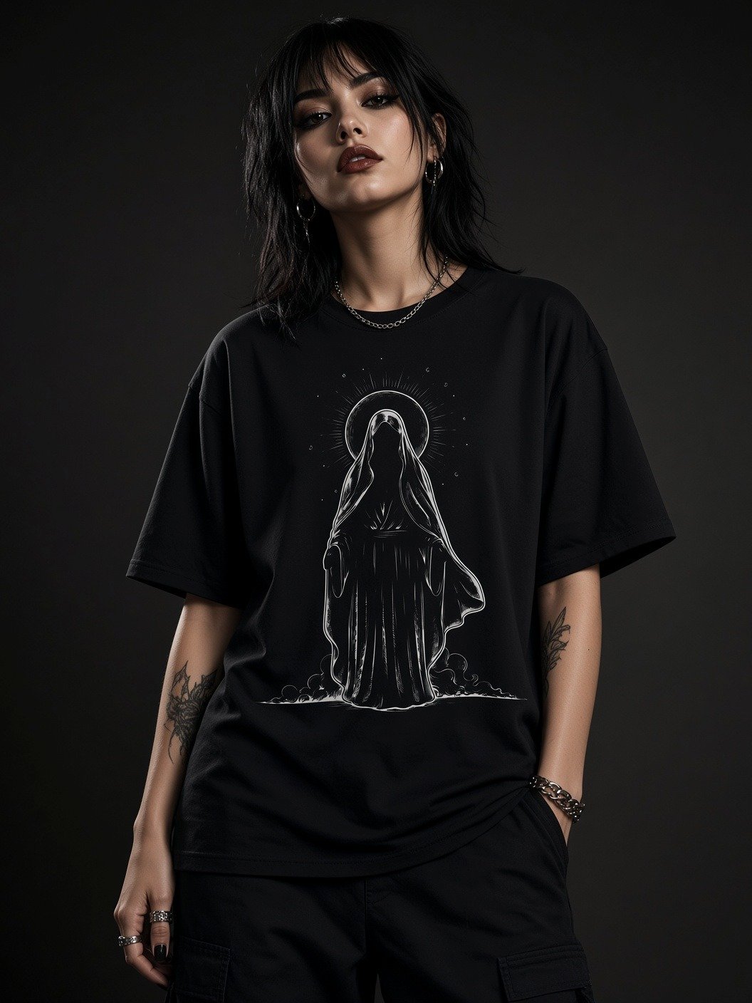The Cosmic Veil // Shrouded Madonna Heavyweight Tee product image (1)