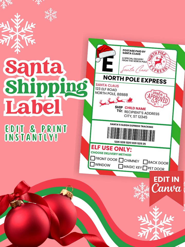 SANTA EDITABLE SHIPPING LABEL product image (1)