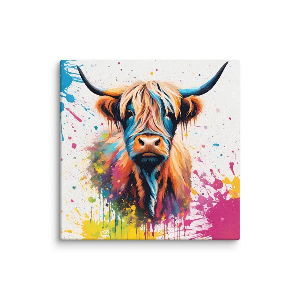 Multi Coloured Paint Splash Highland Cow Wall Art product image (2)