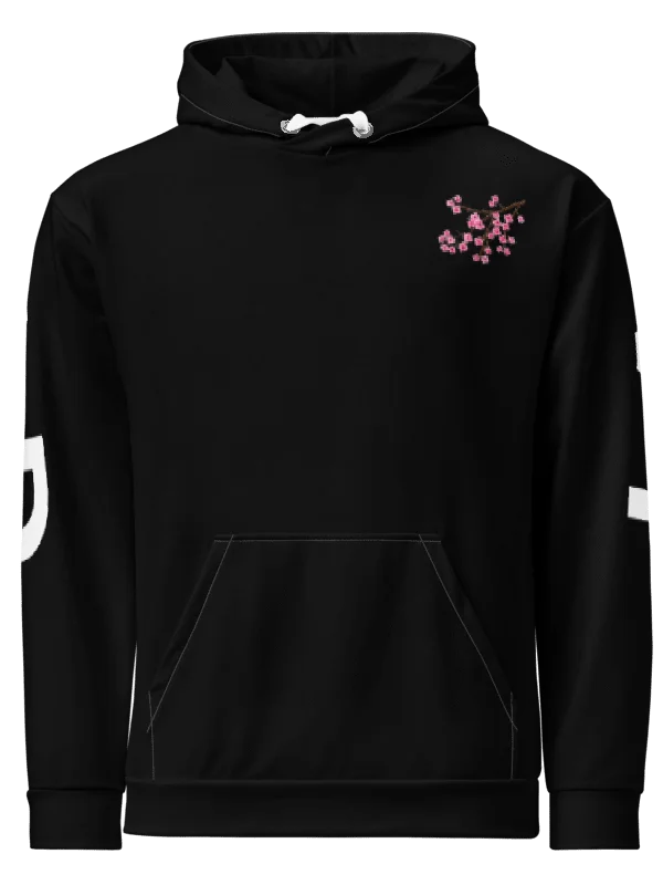 Black Inverted Ink Sleeve Sweat Shirt With Cherry Blossom product image (9)