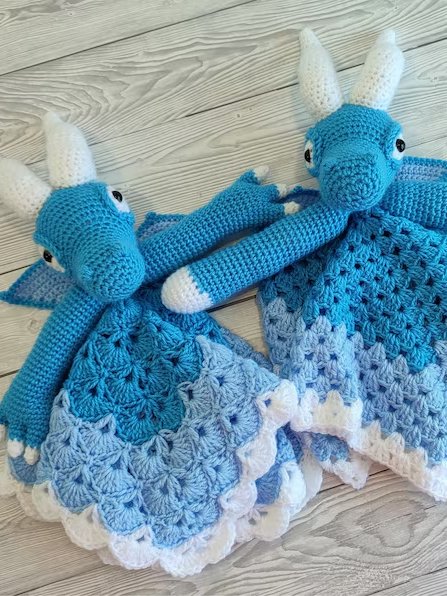 Blizzard Ice Dragon Crochet Lovey Pattern | Amigurumi Toy (PDF Pattern) - Crafting Happiness product image (1)