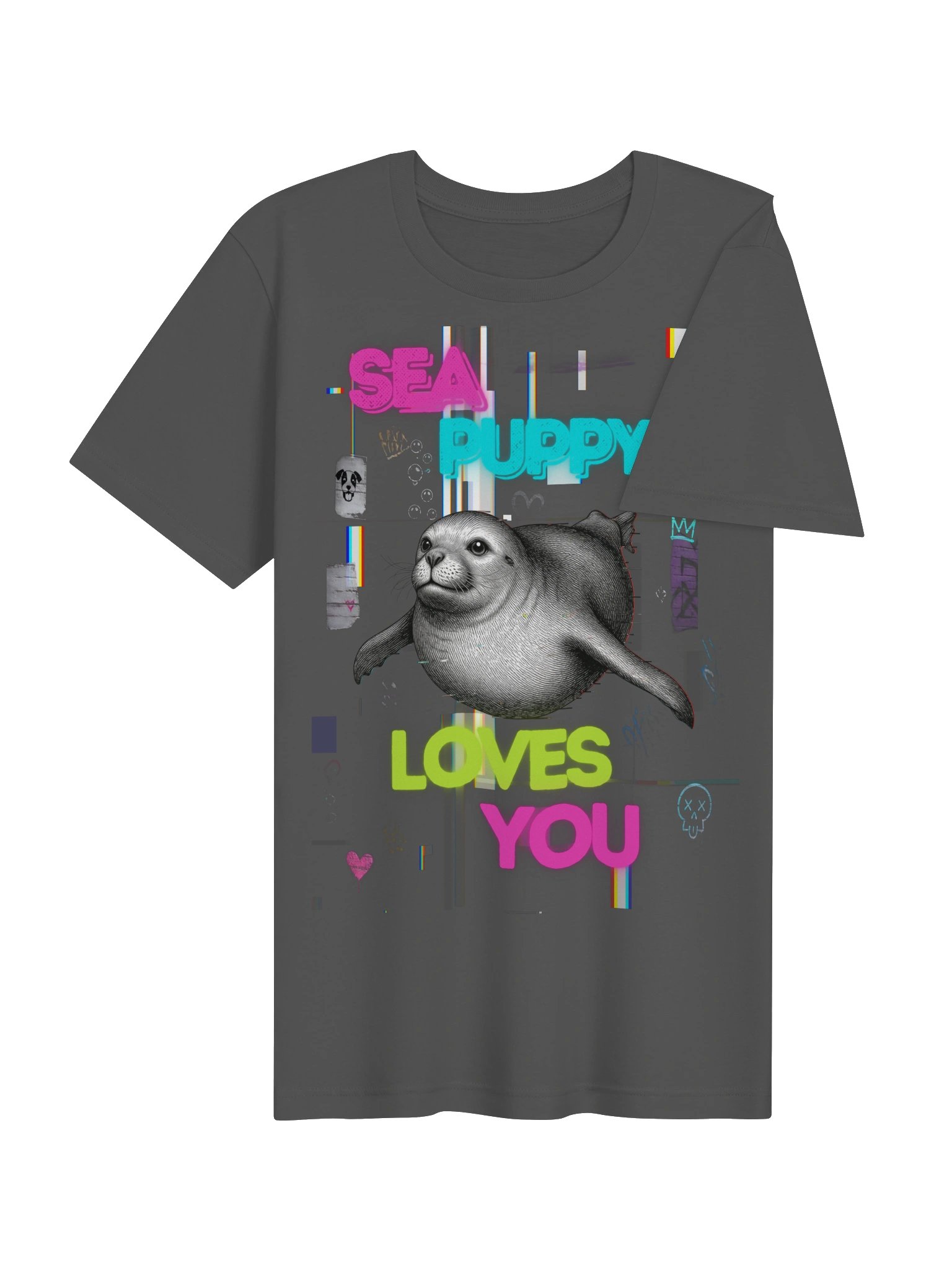 Sea Puppy Loves You Neon Collage Tee product image (7)
