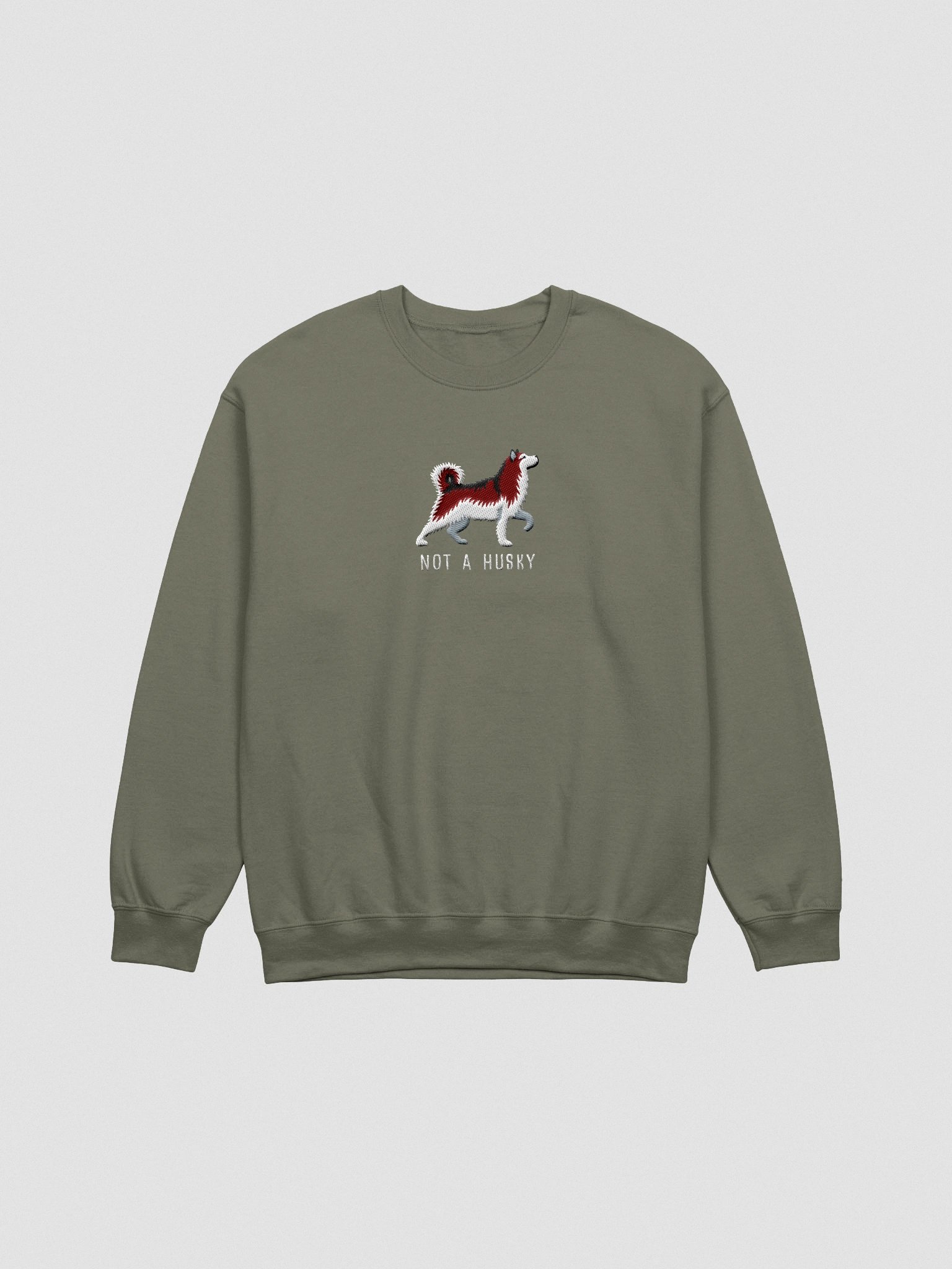 Not a Husky Sweatshirt (Embroidered) of an Alaskan Malamute(Red & White) product image (4)