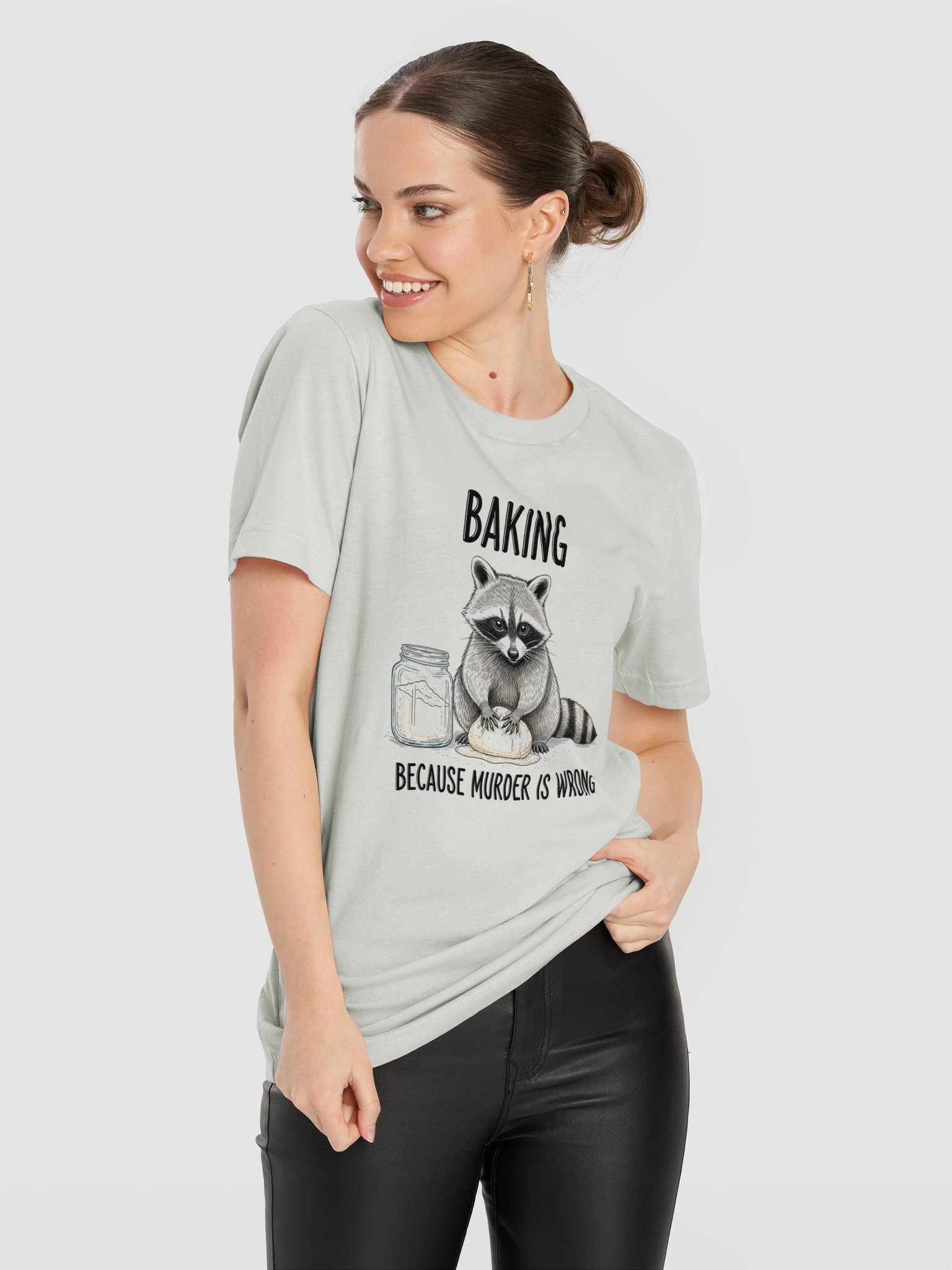Baking Because Murder Is Wrong T-Shirt | Funny Raccoon Baking Tee product image (41)