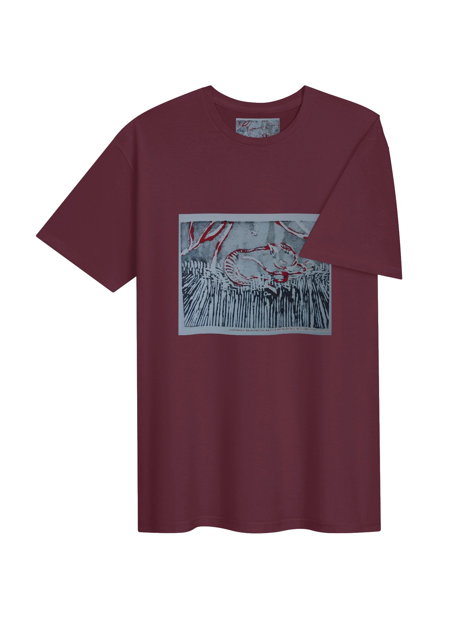 handprinted graphic artwork" the cat in the grass" tee product image (74)