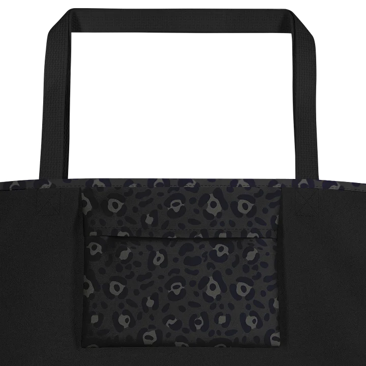 Black Leopard Print Large Tote Bag with Pocket product image (2)