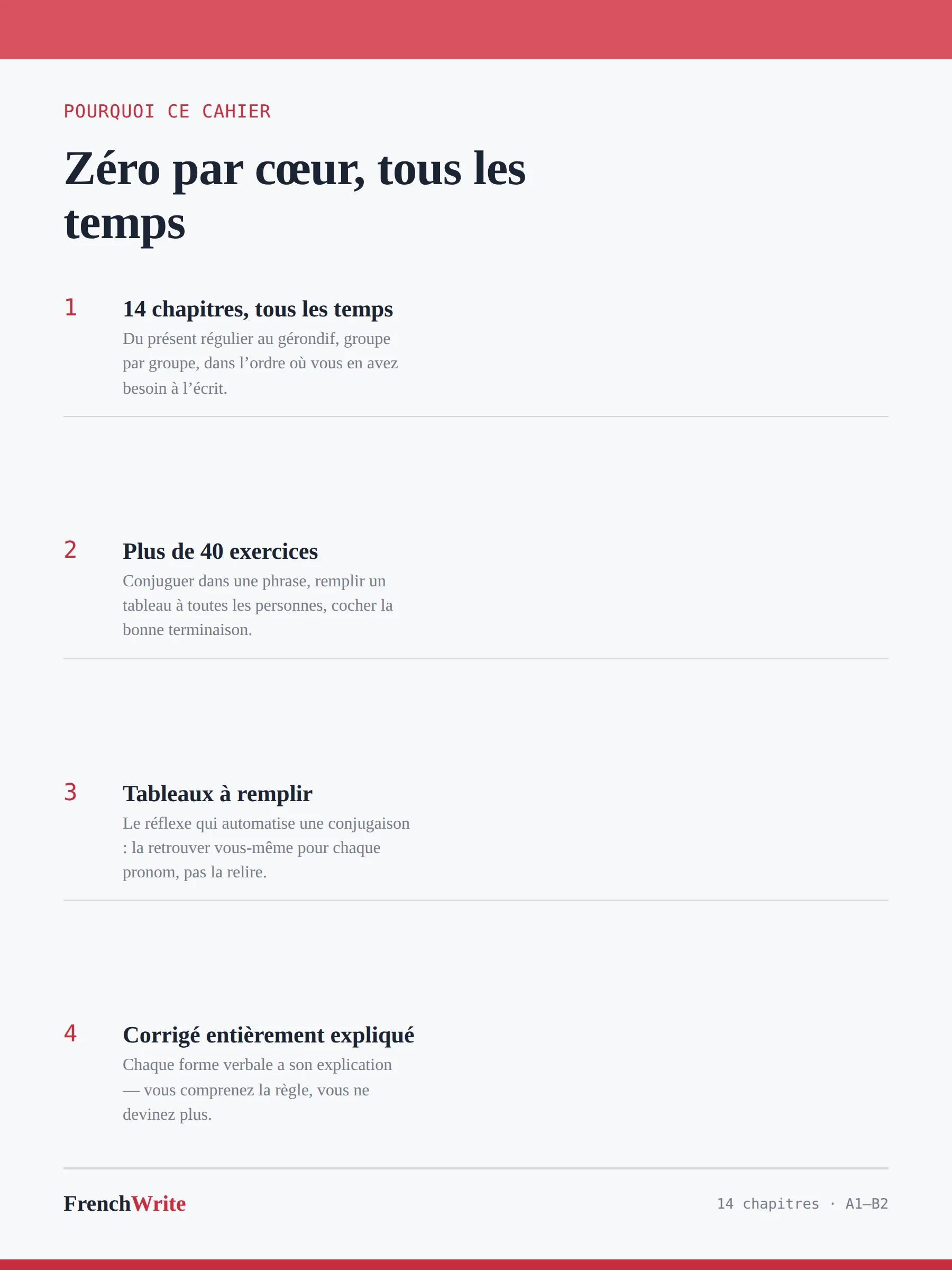 Cahier de conjugaison française — PDF (A1–B2) product image (2)