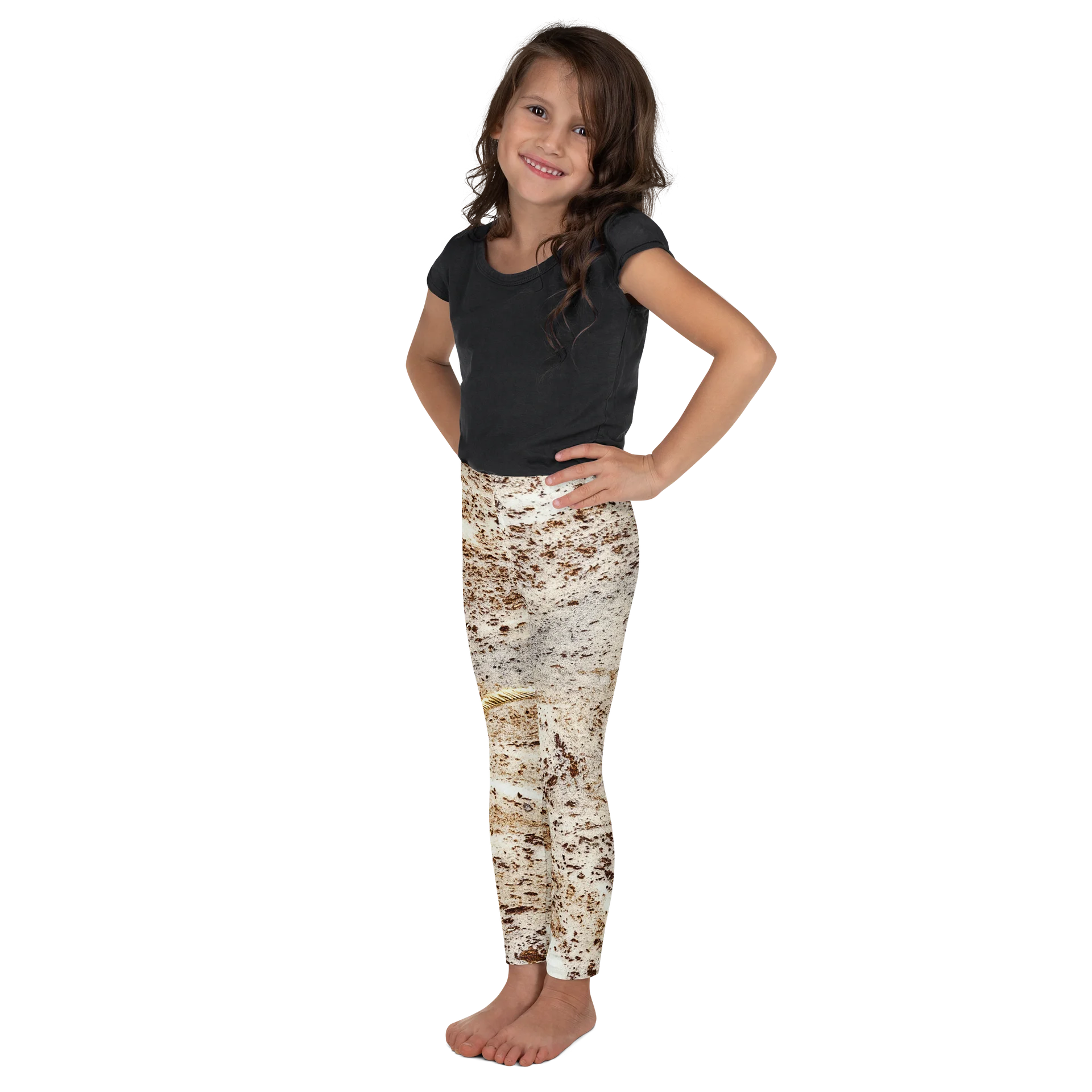 Espresso Swirl: Kids All-Over Print Earthy Brown & Cream Stretch Leggings product image (4)