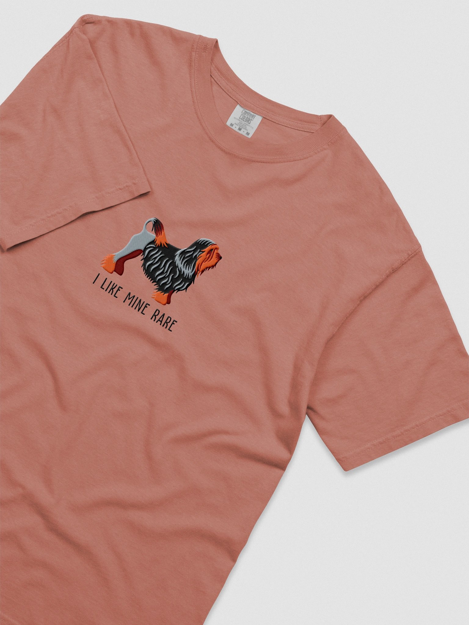 I Like Mine Rare T-Shirt(Embroidered) of a Lowchen(Black & Tan) product image (8)