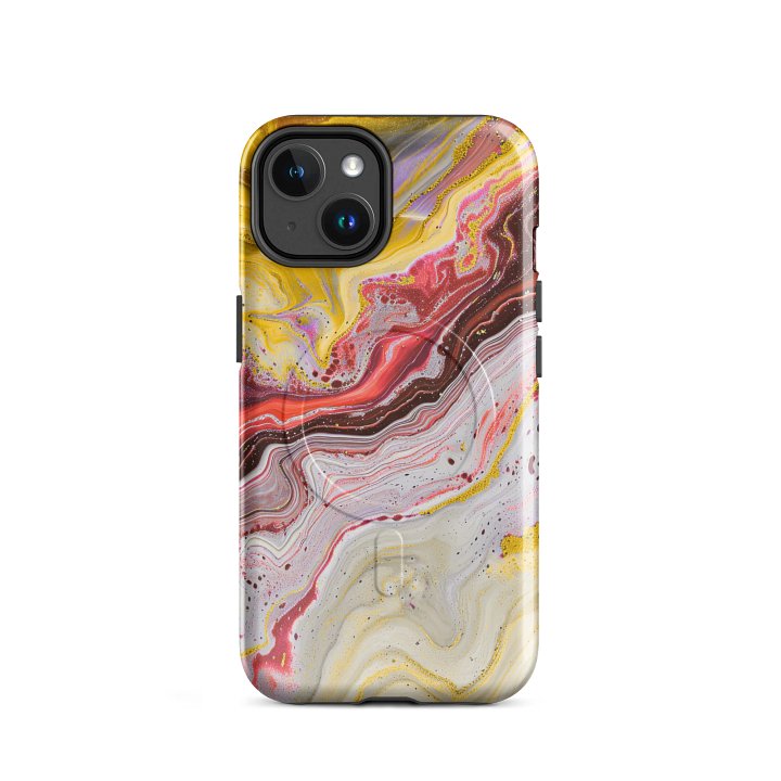 Colorful Red Marble iPhone® Case, Tough Magnetic Cases, Unique Gift for iPhone® Lovers, MagSafe®, 14, 15, 16, 17, Pro, Pro Max, Plus Case. product image (2)