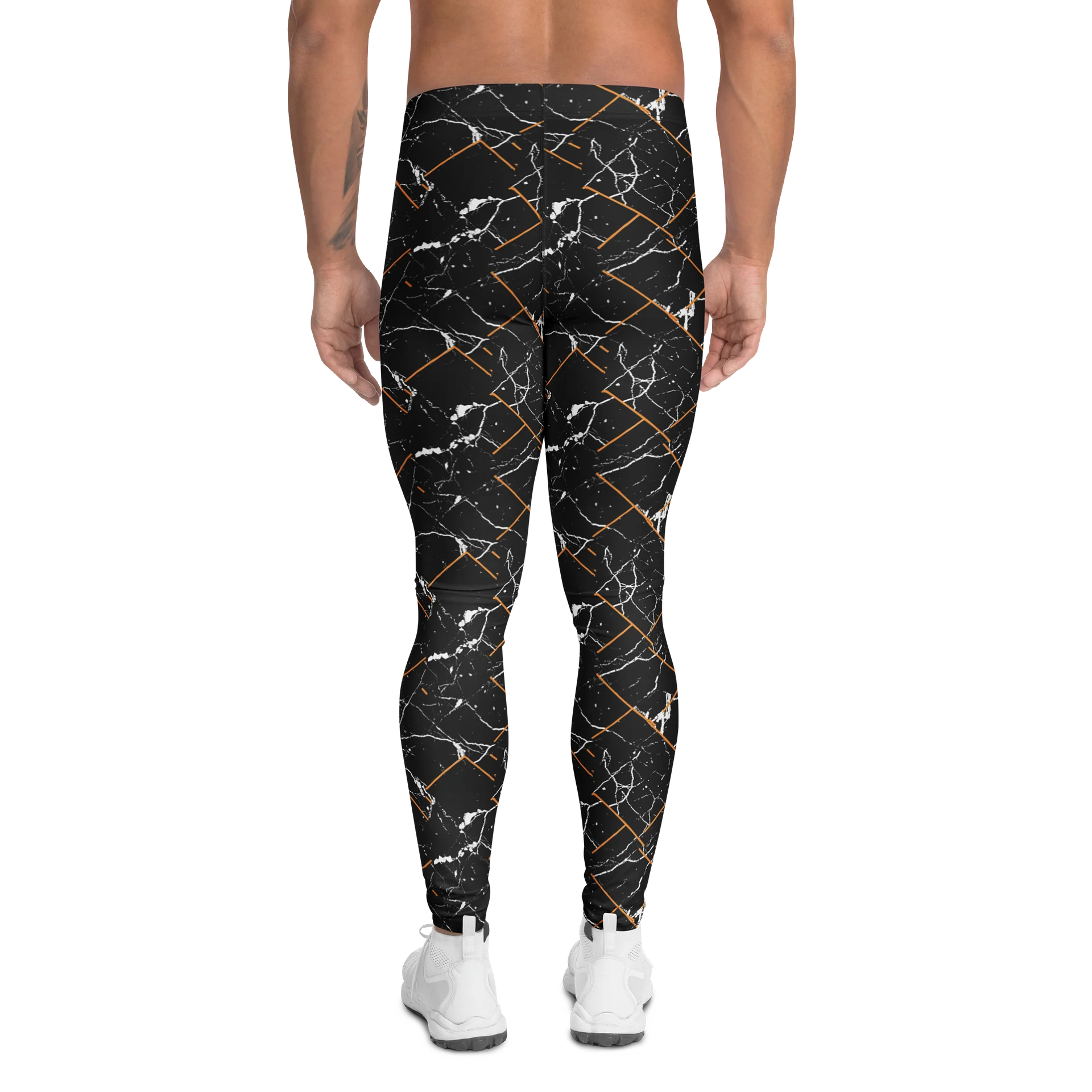 Black Marble Pattern Men's Leggings for Activewear product image (2)