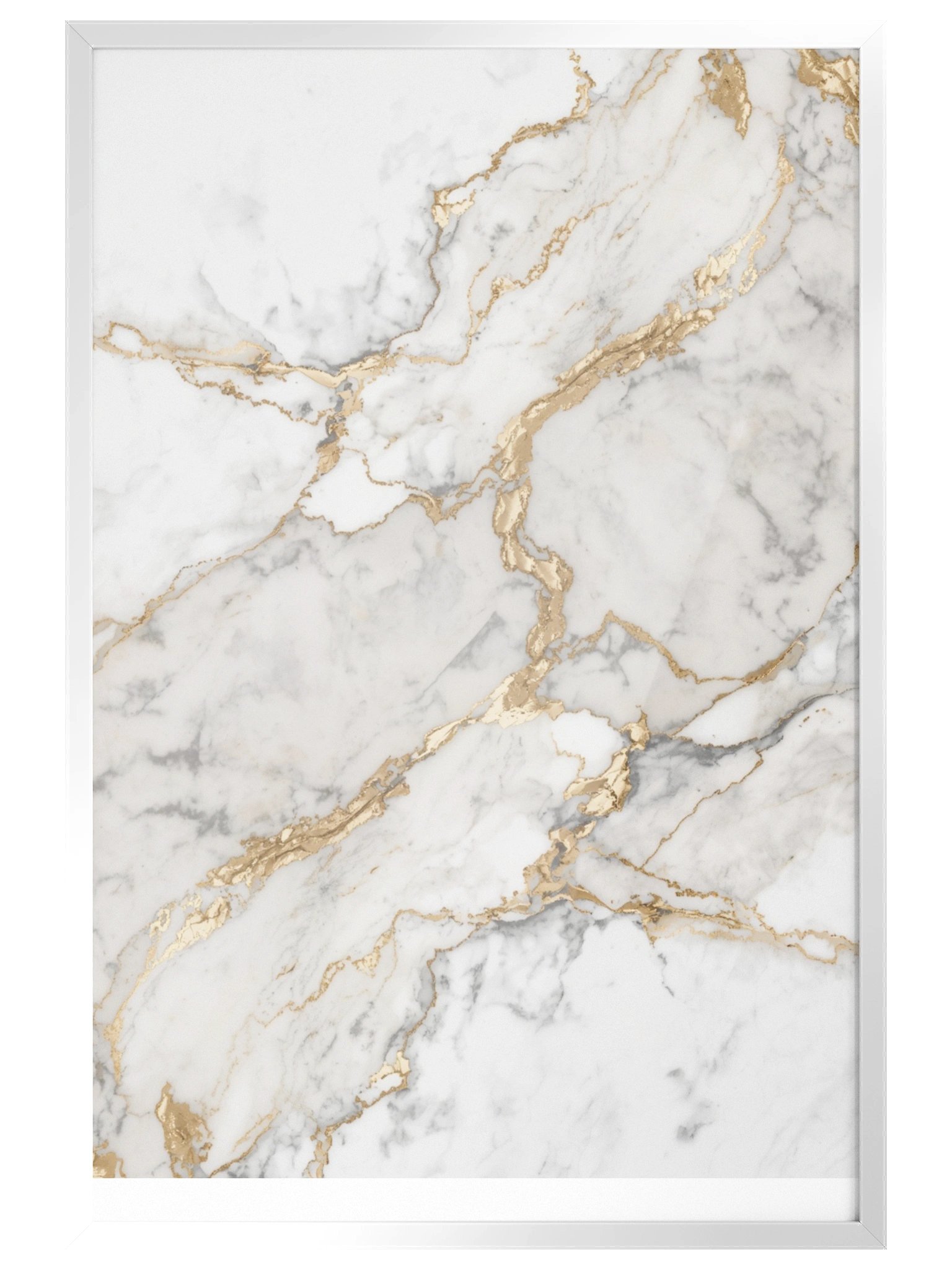 Golden Veins Marble Wall Art | Elegant White & Gold Abstract Decor -61×91 cm product image (8)