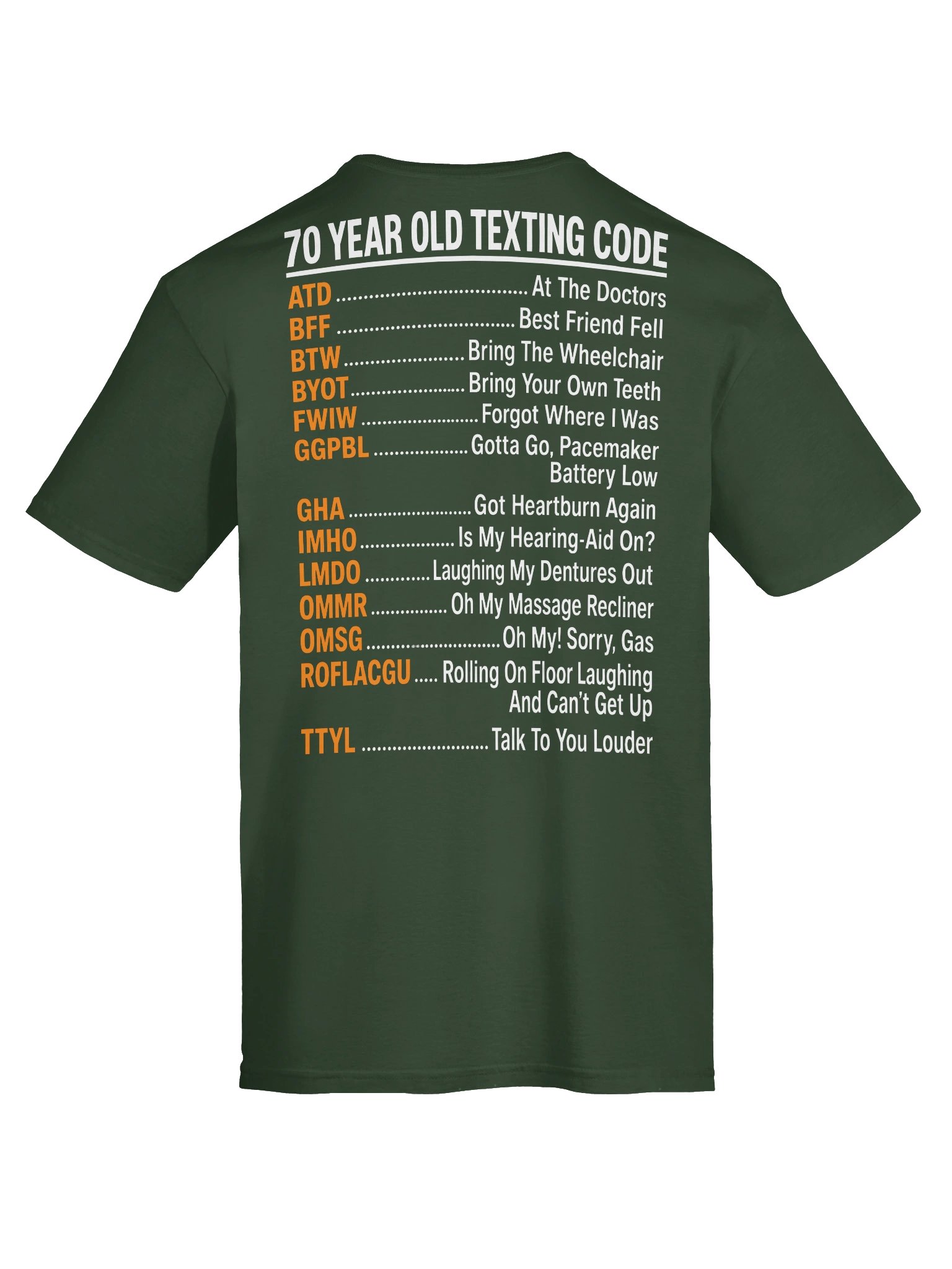 70 Year Old Texting Code – Funny 70th Birthday T-Shirt product image (3)