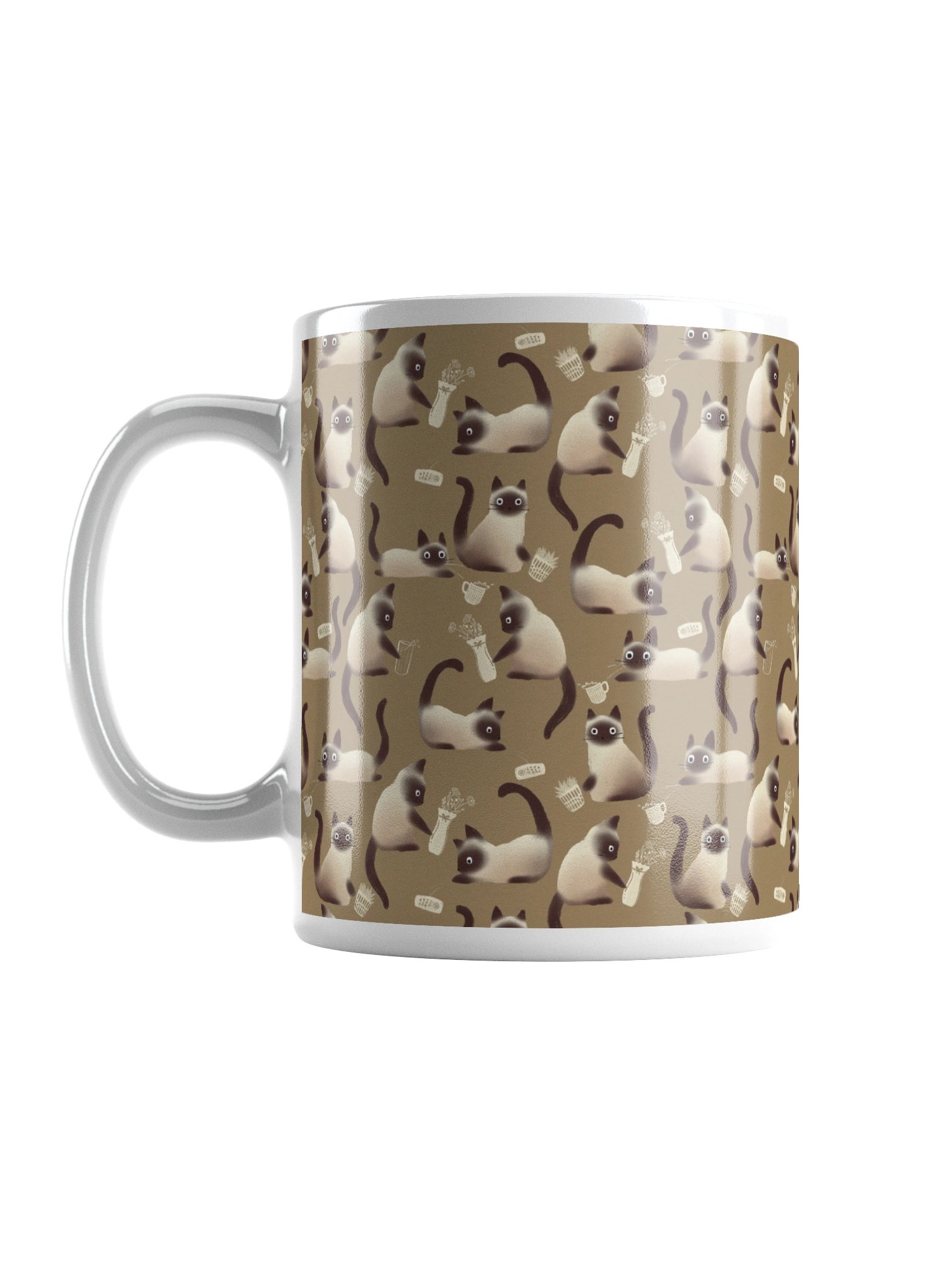Bad Siamese Cats Knocking Stuff Over Coffee Mug, Brown product image (7)