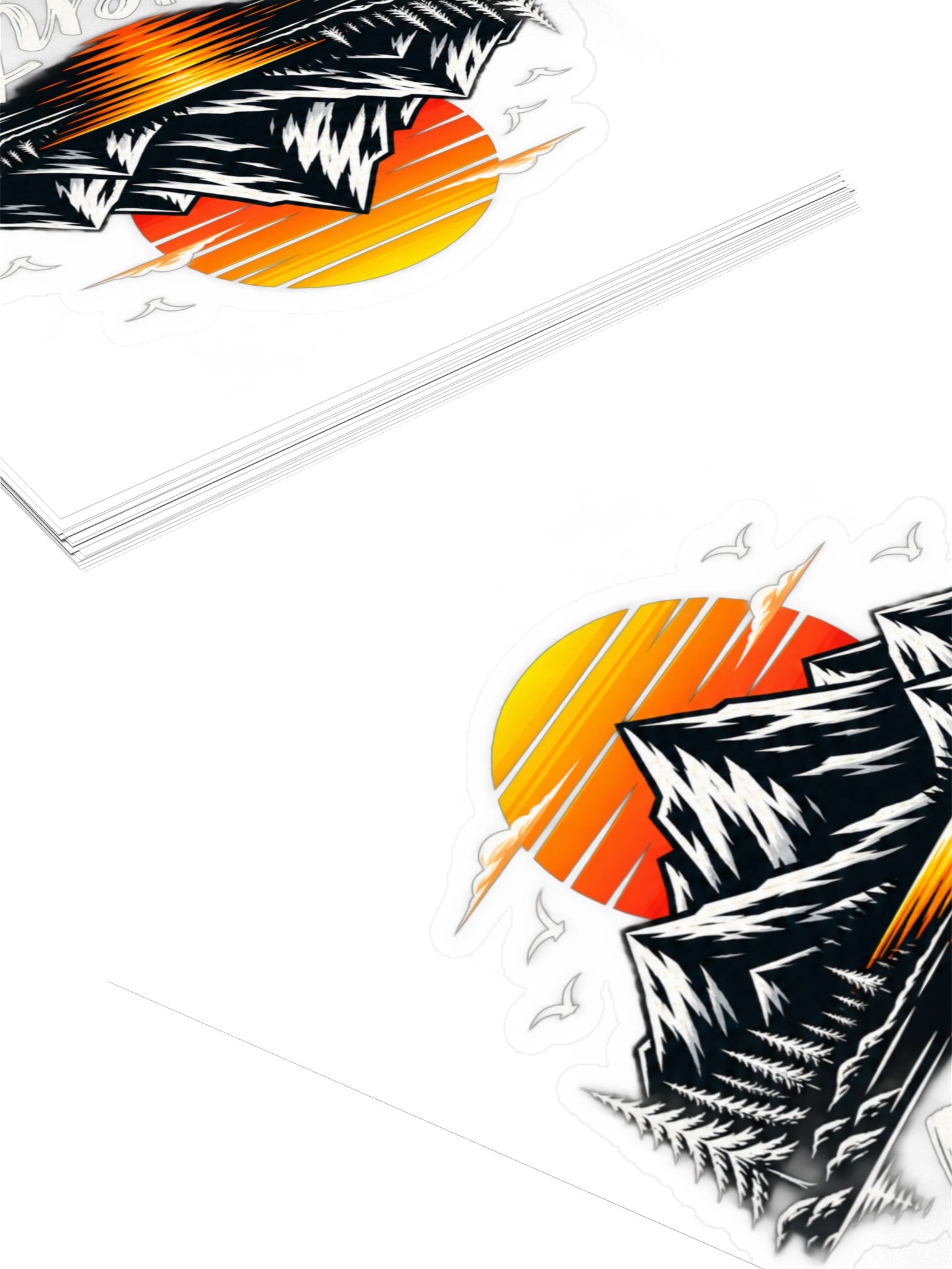Japanese Mountain Adventure Die-Cut Sticker – Sunset Lake Outdoor Travel Decal product image (4)