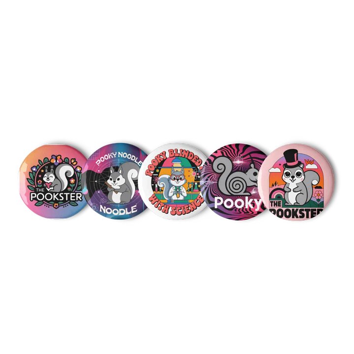 Original Pooky Artwork Buttons: Set of Five -K product image (1)