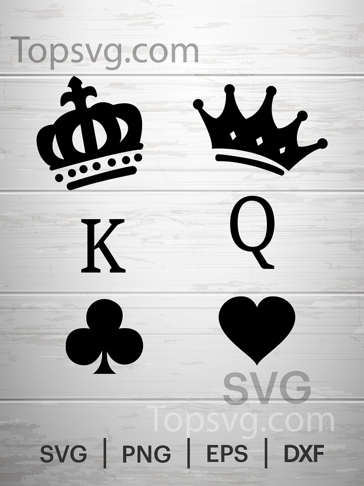 King and Queen SVG, his queen her king svg, Vector, Crown Svg, k and q, poker, Silhouette, Cricut Cutting File. product image (1)