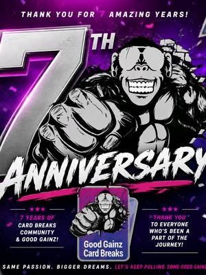 ❤️ Sports Cards Are Our Passion, Meeting New Amazing Collectors Is Our Joy, and #PullingSomeGoodGainz🔥 Is Our Motivation! 🙌 🎉 Grateful To Celebrate 7️⃣ Years In This Hobby, Teaching The Hobby To Baby Good Gainz, and Continuing To Make Great Memories With All of Our Friends In The Hobby 🤗  🚨 Check Out Our TikTok Shop @goodgainzcardbreaks and Enjoy Your Exclusive Coupon With Baby Good Gainz 😎 #7years #sportscards #friends #babybirthday 