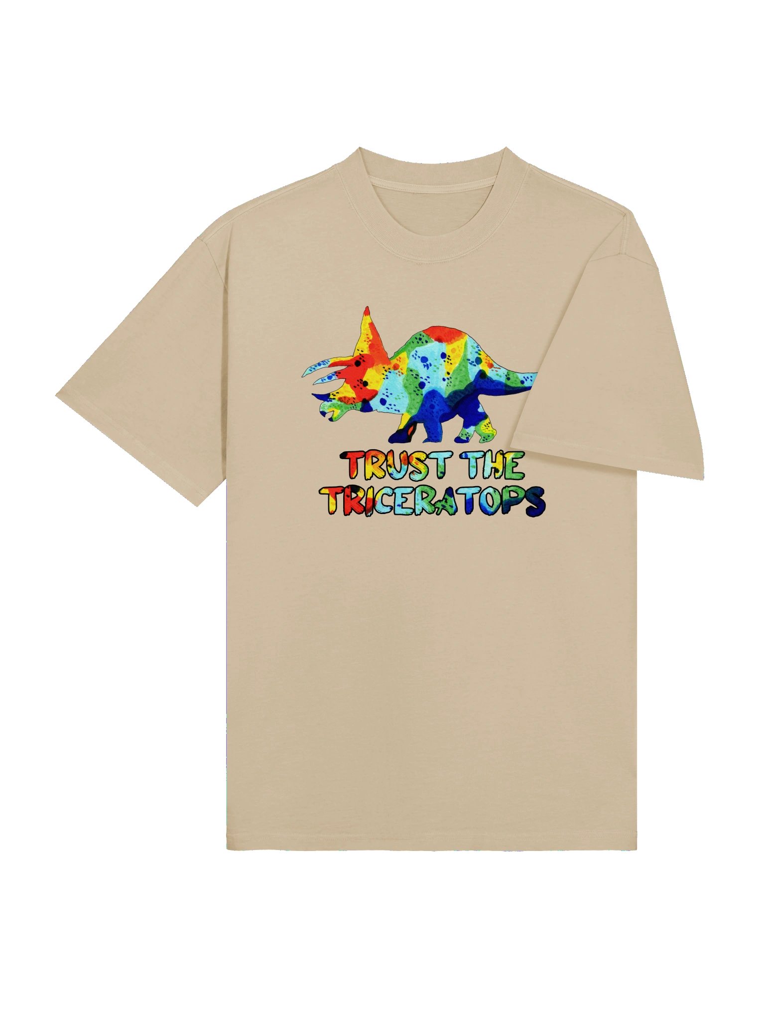 SIGNATURE Line Trusty Triceratops Watercolour Premium Oversized Faded T-Shirt product image (15)