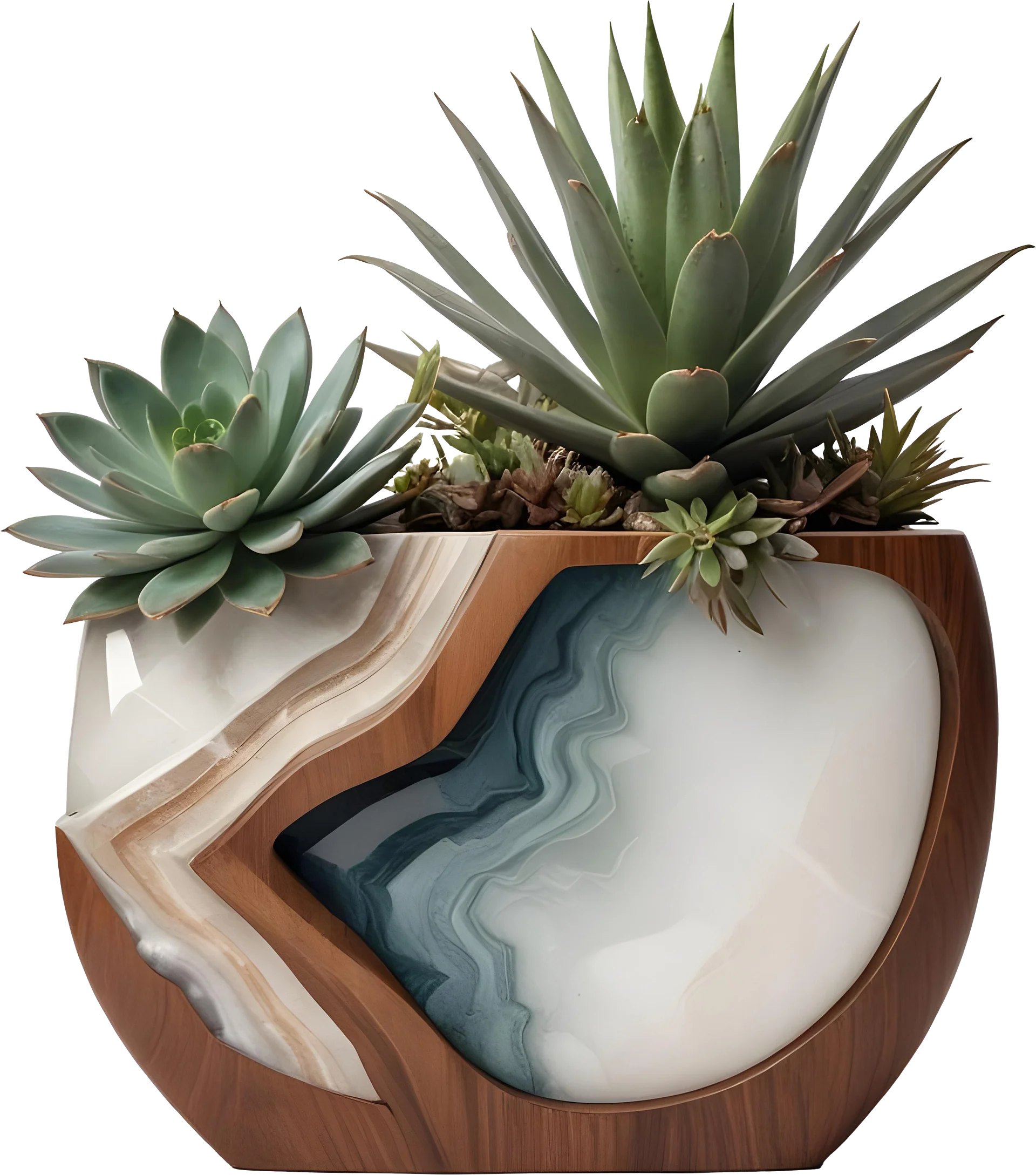 Earthly Symphony – Agate-Inspired Succulent Vase PNG product image (1)