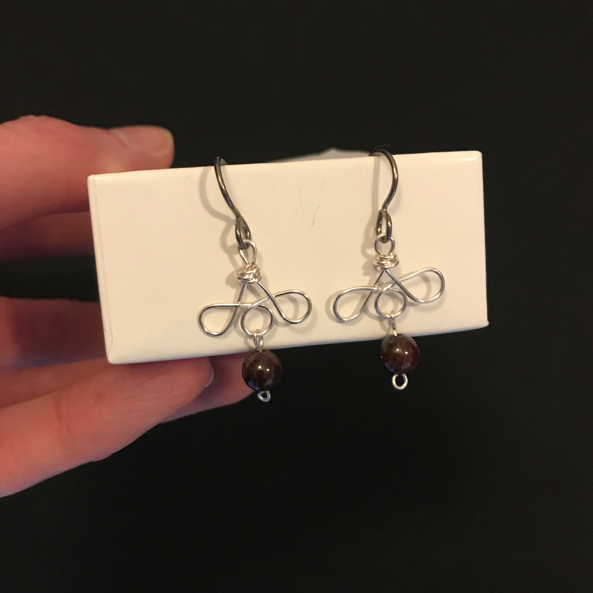 Garnet Silver Loops Drop Earrings product image (3)