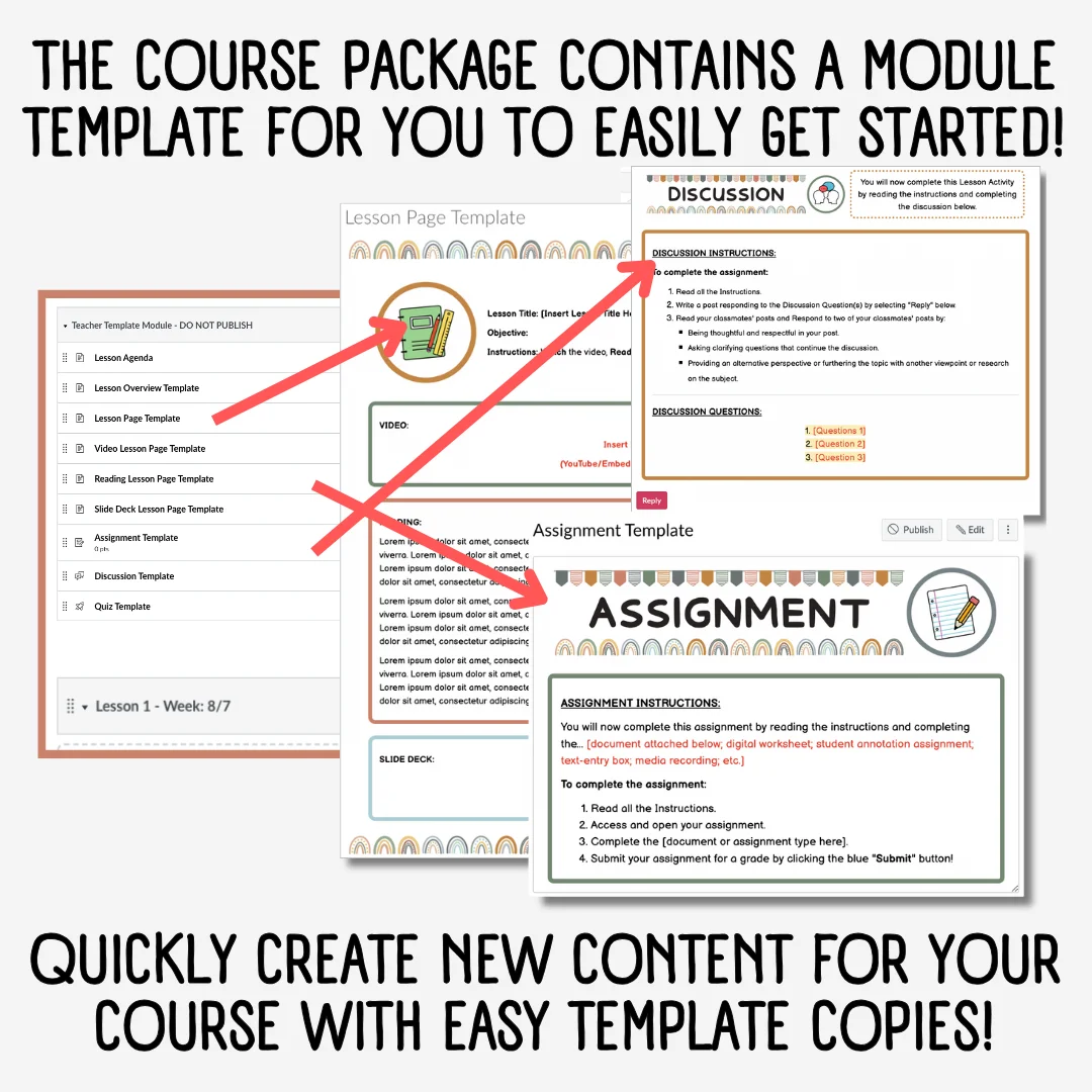 Canvas LMS Template - MODULE - Boho Rainbow - 100% Customizable product image (4)