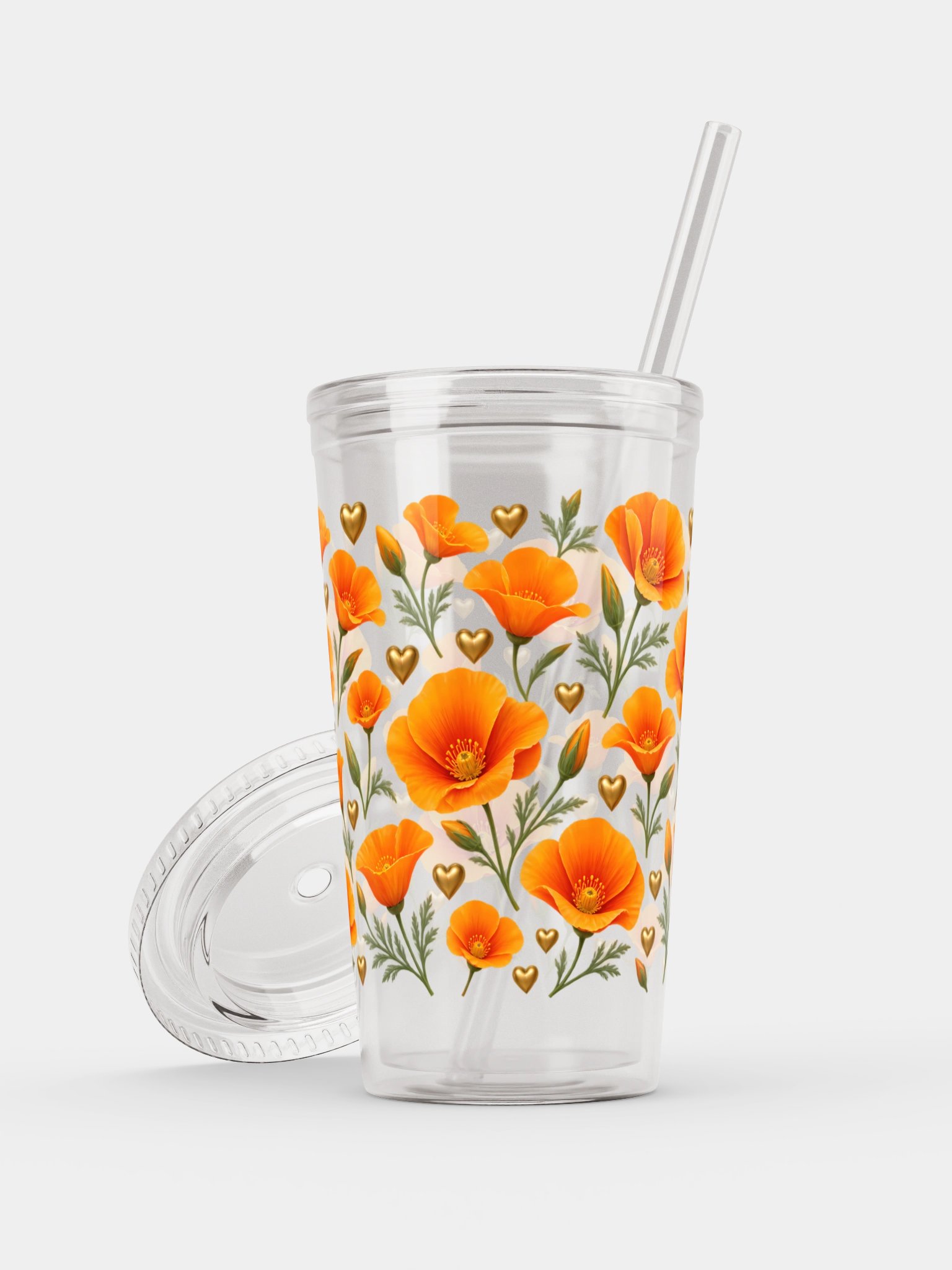 California Poppy Clear Dual Wall Tumbler 16 Oz (473 ml) product image (7)