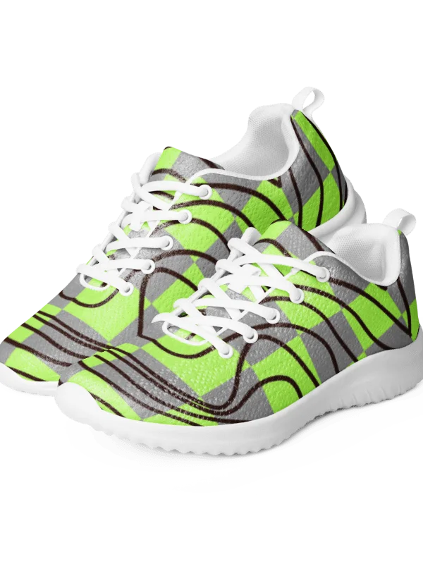 Neon-Vortex: Retro-Checker Sneaker Men's Athletic Shoes product image (3)