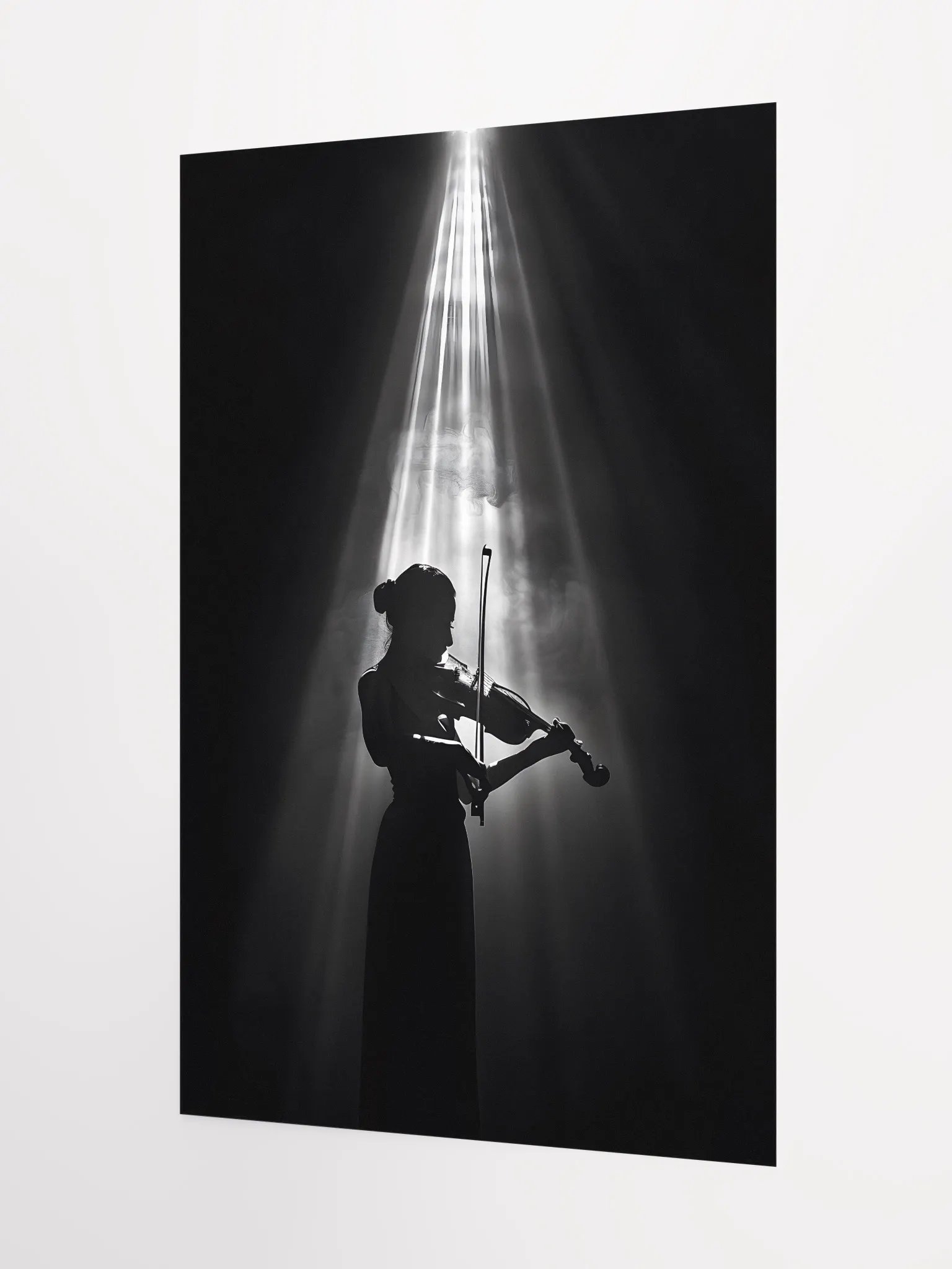 Dramatic violinist silhouette under spotlight glow product image (3)
