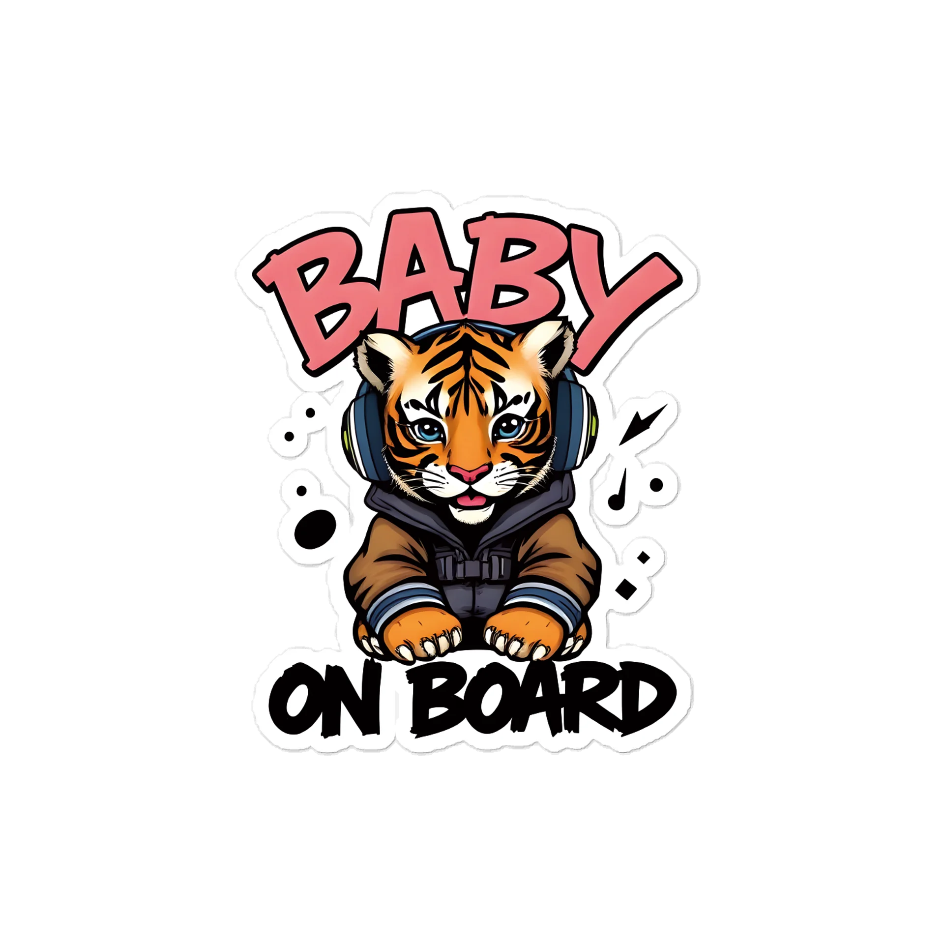 Cool Tiger Urban Style Car Decal - 5x5 Premium Vinyl Sticker - Streetwear Inspire Tiger with Headphones Graphic for Cars and Jeeps product image (1)