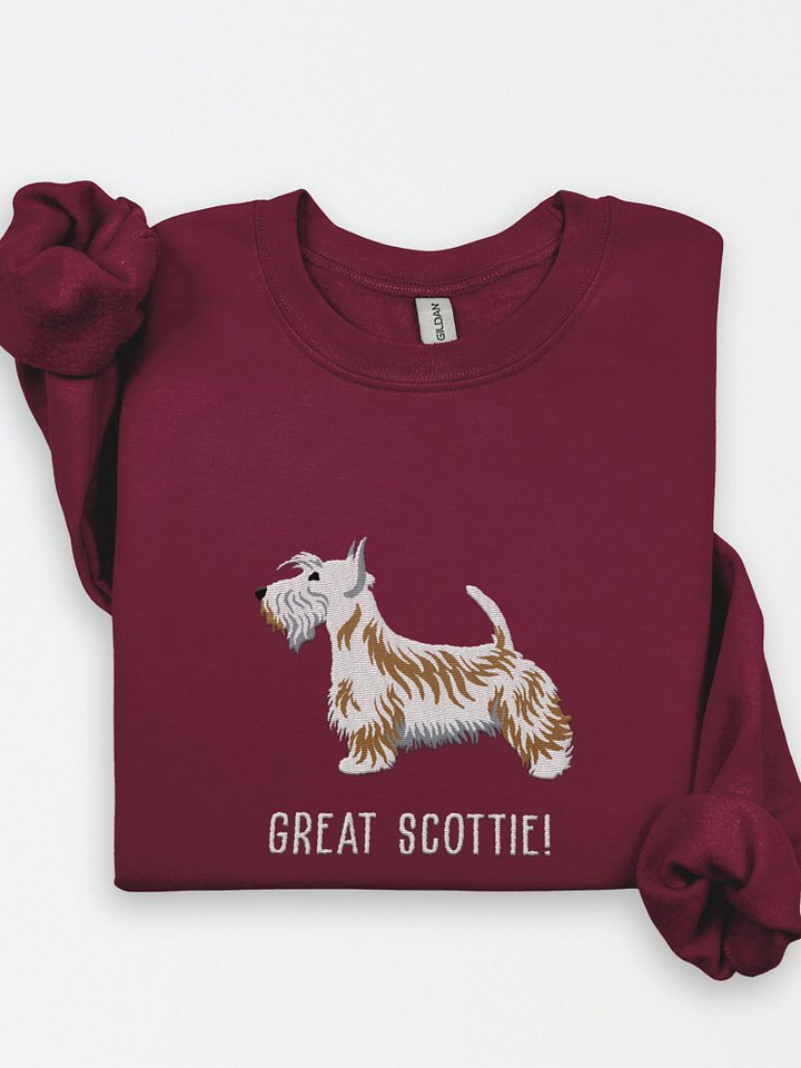 Great Scottie! Sweatshirt (Embroidered) of a Scottish Terrier(White) product image (1)