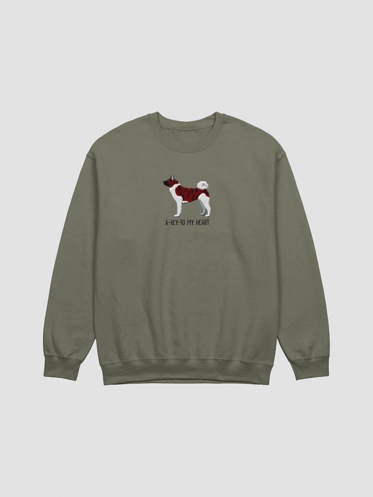 A-Key-To My Heart Sweatshirt (Embroidered) of an American Akita(Brindle) product image (3)