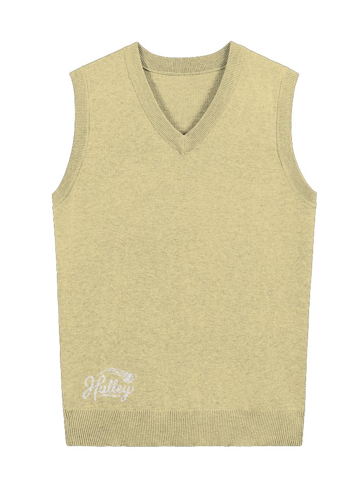 Yellow Knitted V-Neck Vest product image (2)