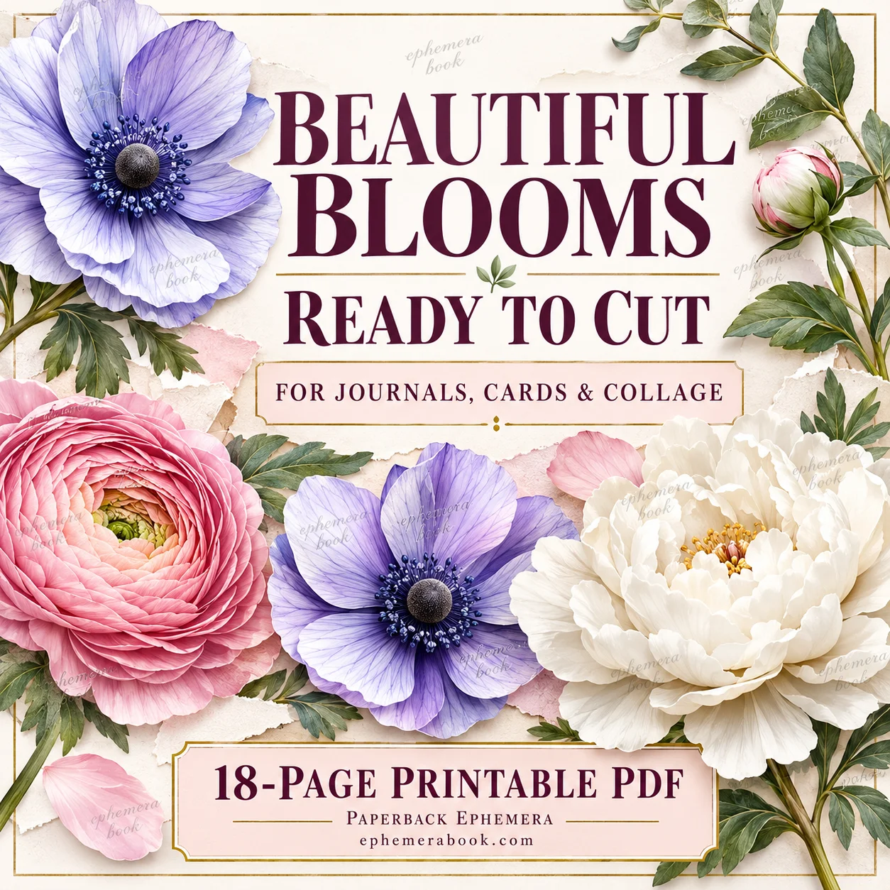 Floral Ephemera Printable PDF, 18 Pages | Ephemera Book product image (4)