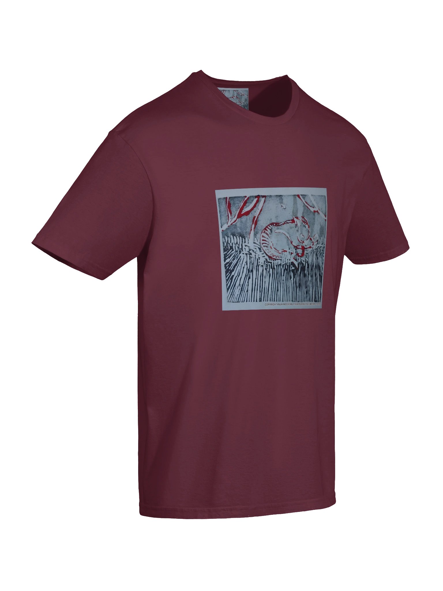 handprinted graphic artwork" the cat in the grass" tee product image (76)