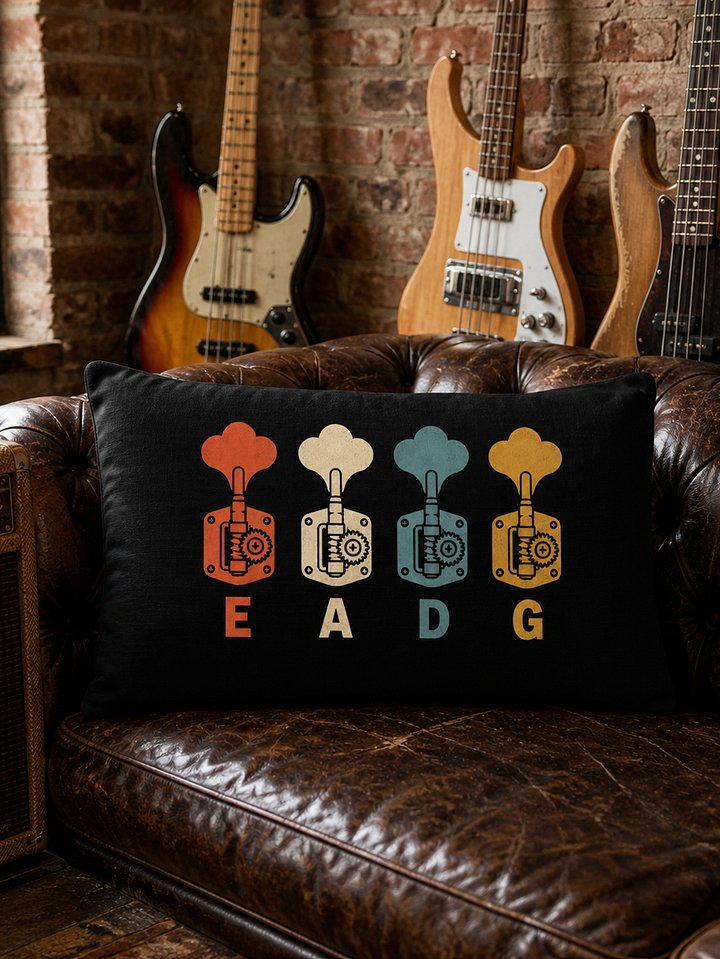 Vintage Bass Tuning Pegs Lumbar Pillow - EADG Retro Design product image (2)