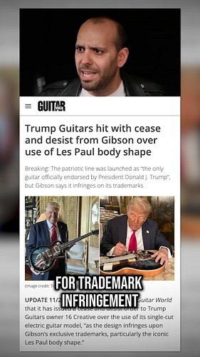Guitar of the Day! Shocker, the (allegedly) customized AliExpress “Trump Guitars” have been hit with a Cease and Desist for t...