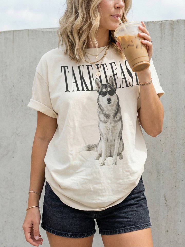 Take It Easy '90s Pop Vintage-Style T-Shirt for Siberian Husky(Black & White) Owners product image (2)
