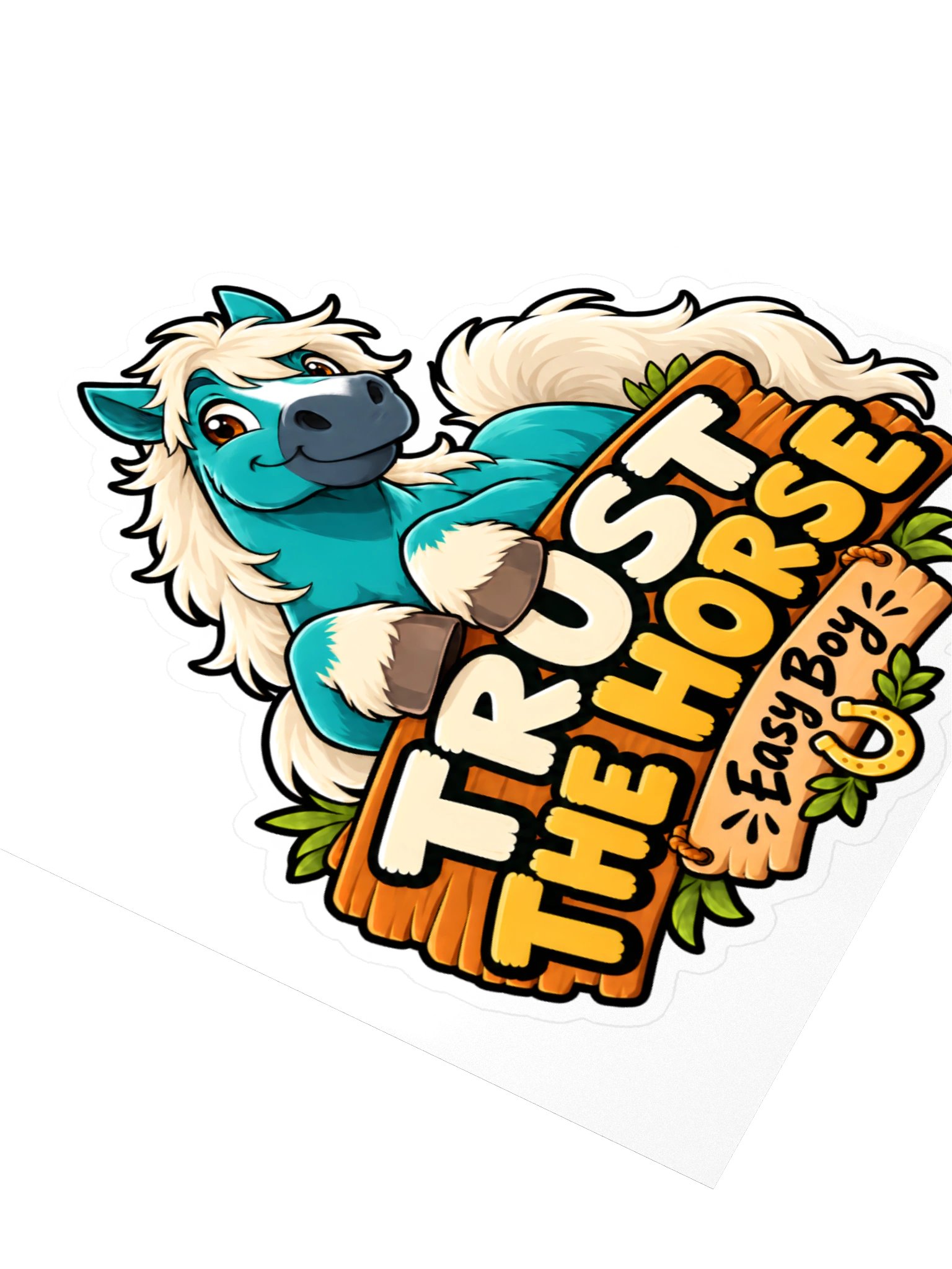 Trust the Horse: Easy Boy Kiss-Cut Sticker – 4" × 4" product image (3)