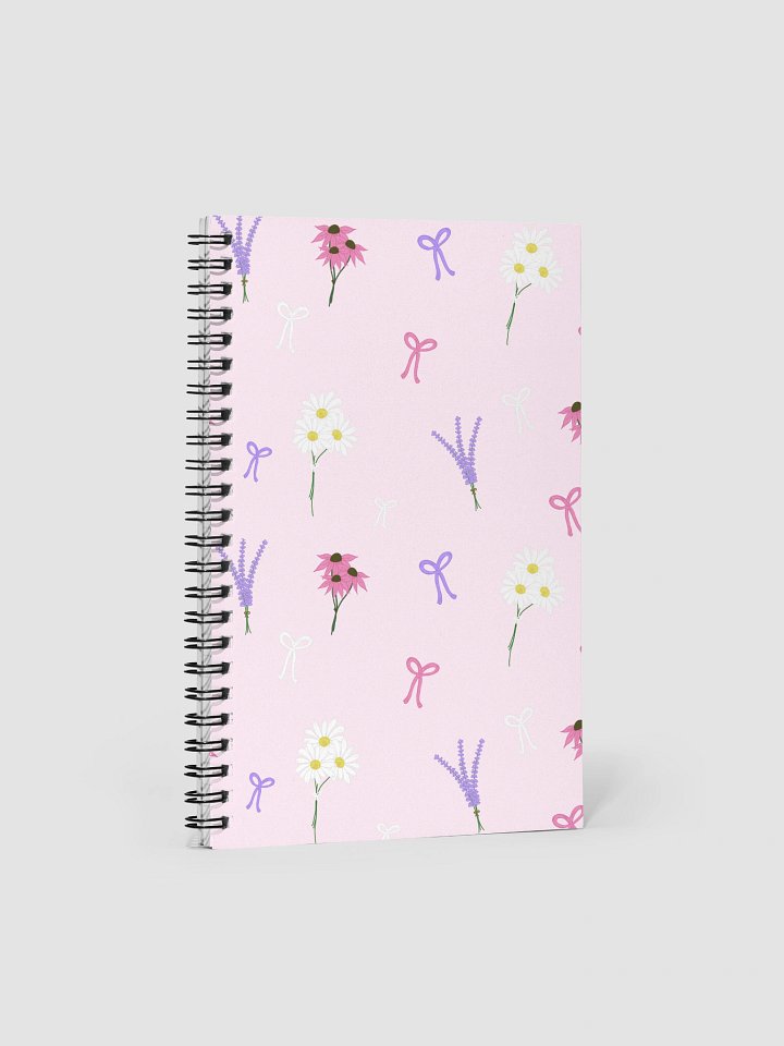 Wildflowers and Bows Pattern- Pink Background Spiral Journal product image (1)