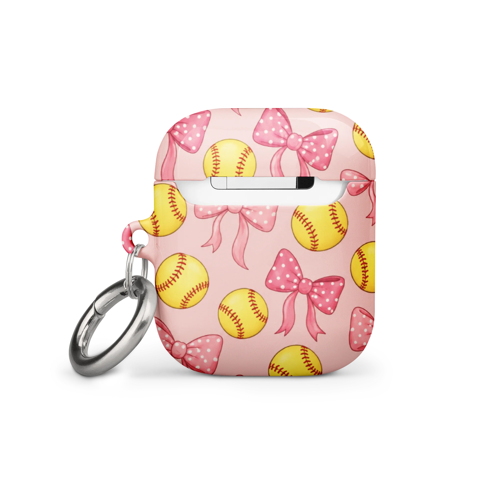 Pink Bow & Softball AirPods Case | Coquette Softball Mom Earbud Case Cover product image (3)