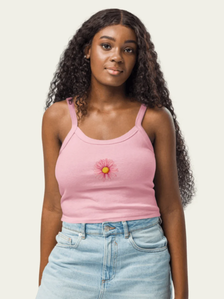 Ribbed Flower Tank Top - Soft Pink product image (1)