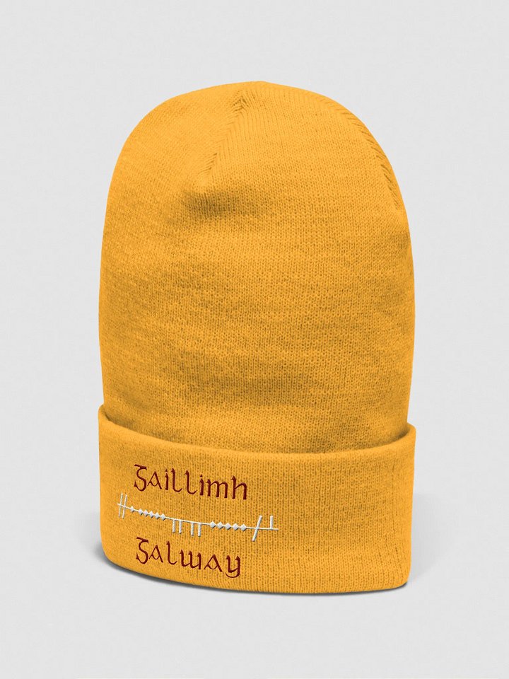 Galway/Gaillimh Scholastic style Ogham, Maroon and white, embroidered Cuffed Beanie product image (17)