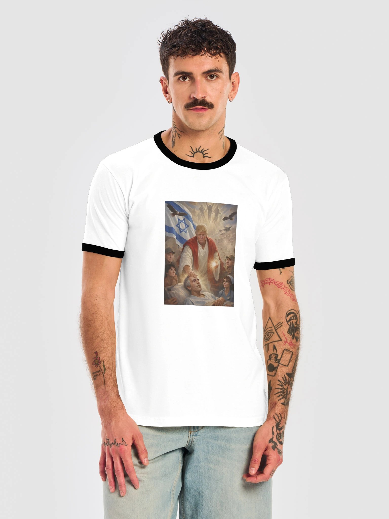 Trump Jesus Epstein Shirt Ringer Tee product image (26)