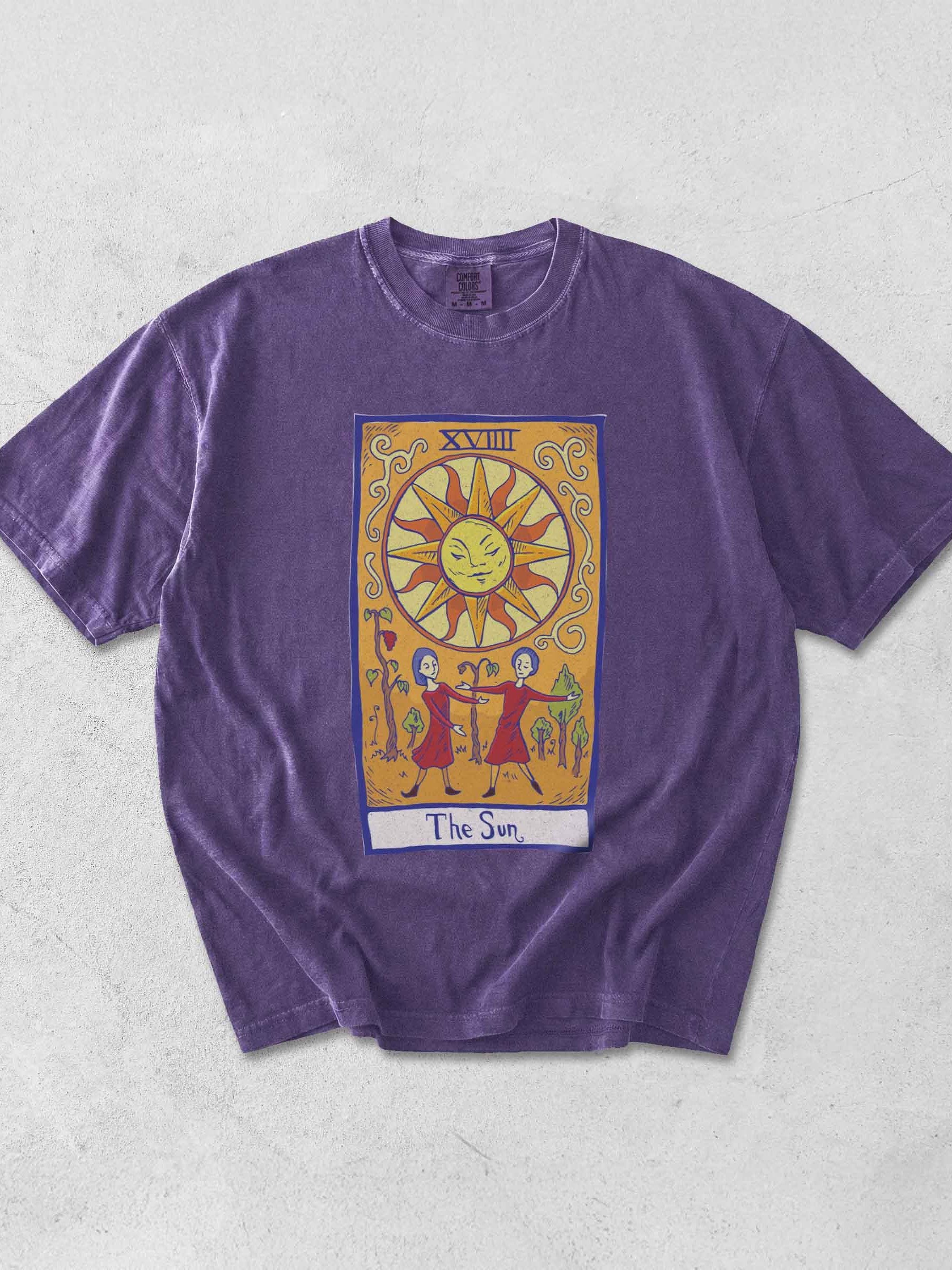 The Sun Tarot Shirt – Vintage Tarot Card Graphic Tee (XVIII) Bright Celestial Design - Dark Academia product image (1)