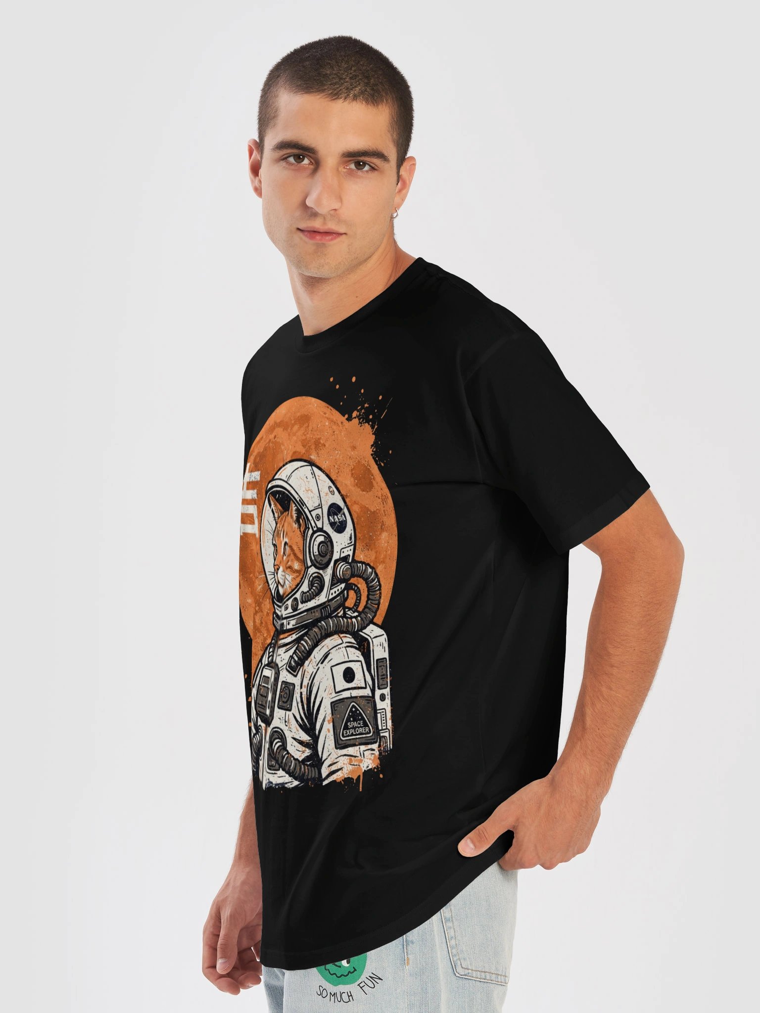Vintage Space Cat Astronaut Graphic T-Shirt product image (7)