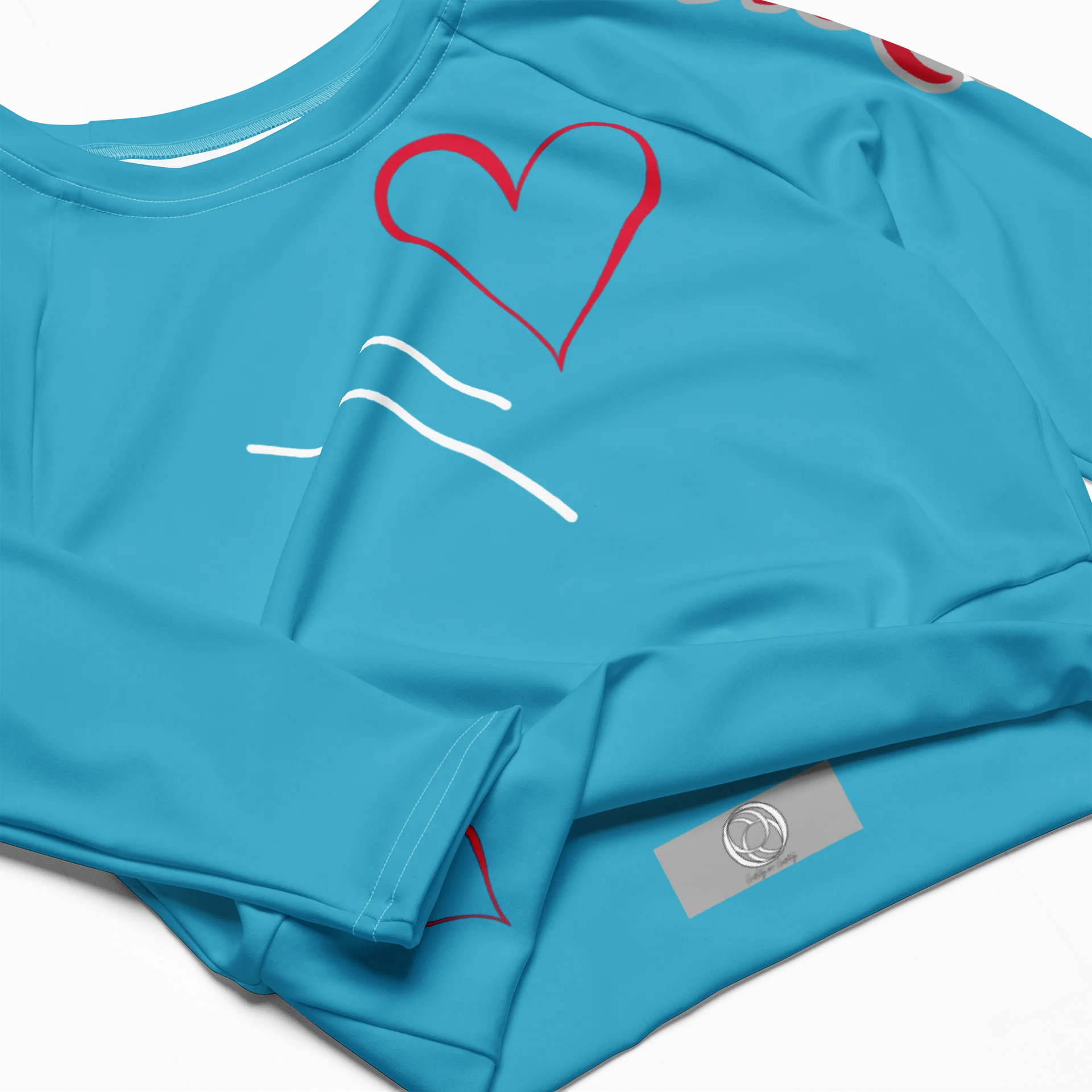"Qu@lity He@rts" Long Sleeve Crop Top (Tiffany Blue) product image (4)