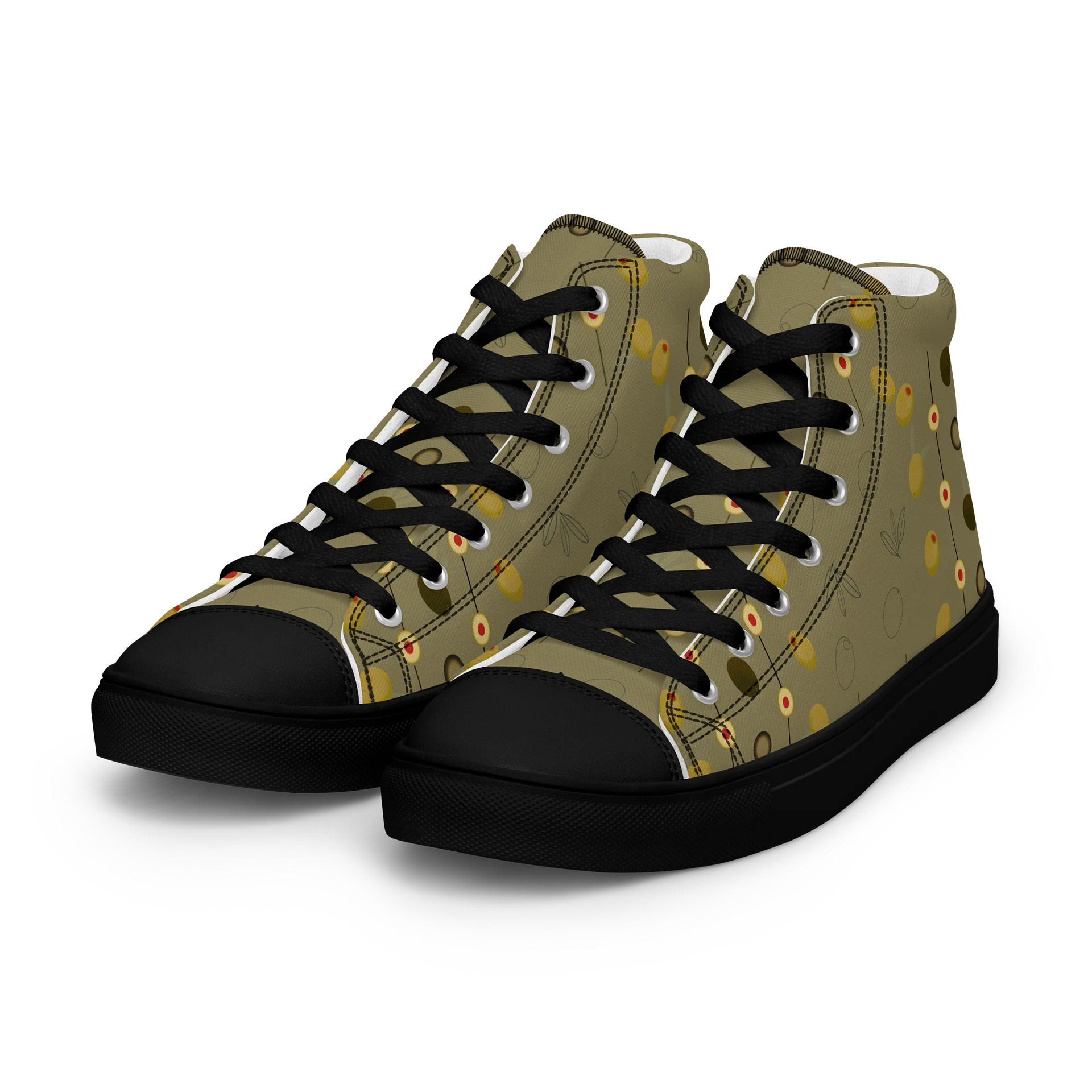Olive Geometry Men's High Top Canvas Shoes product image (8)