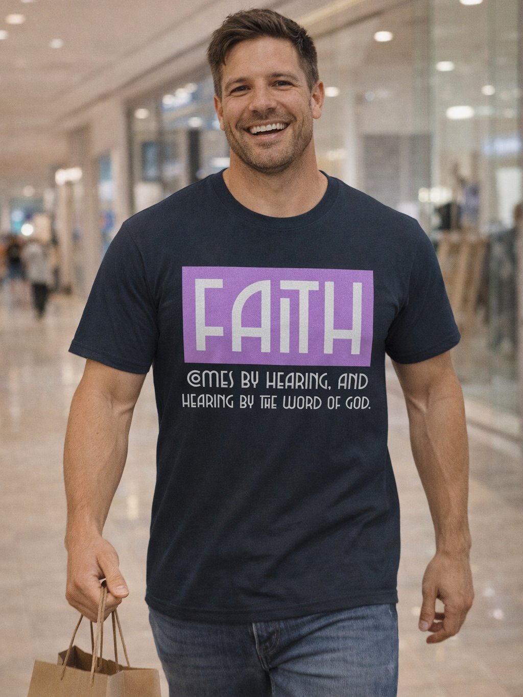 Faith Comes By Hearing Tee - Christian Bible Verse Romans 10:17 T-Shirt Bold Graphic Design Shirt product image (29)